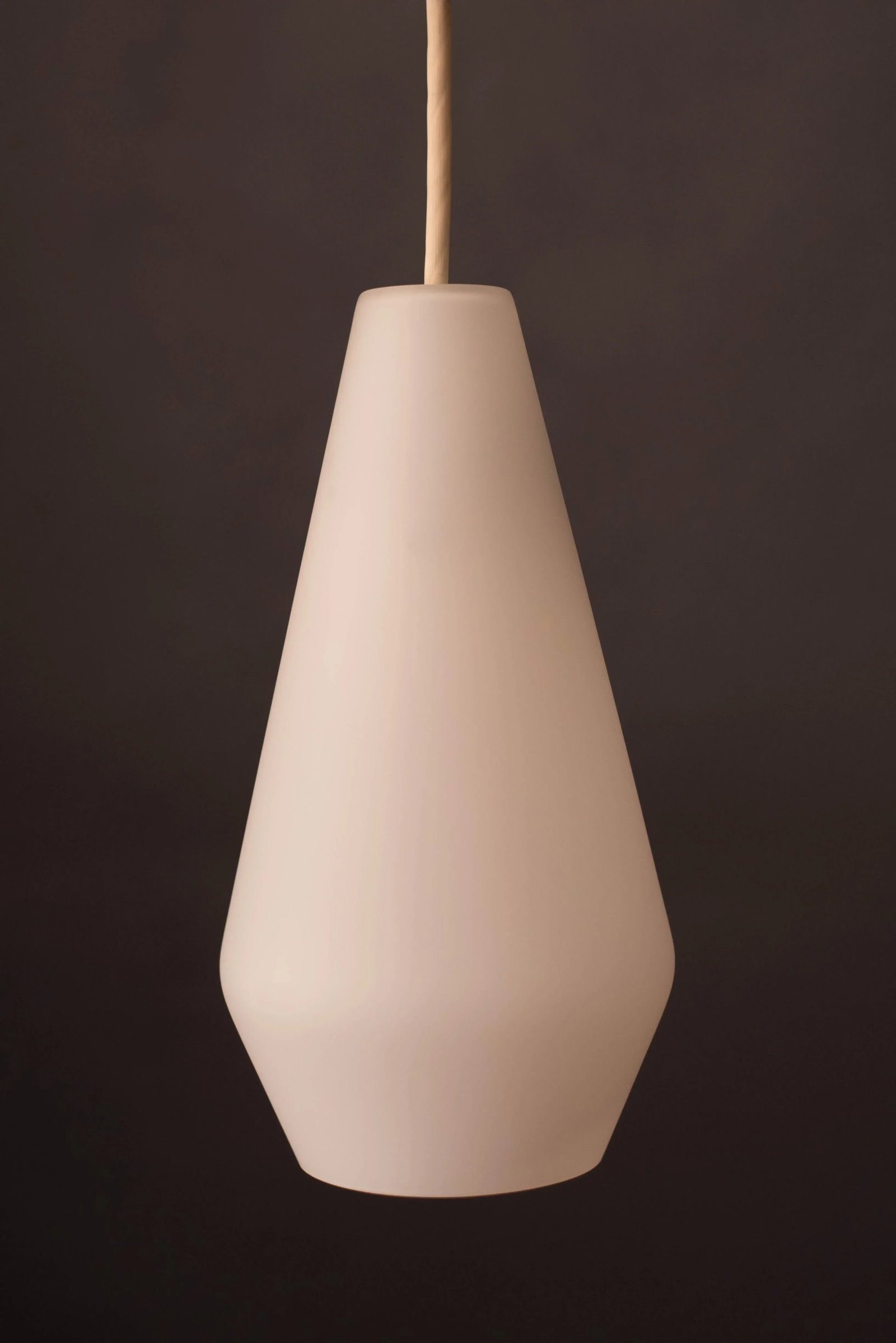 Mid-Century Modern Frosted White Glass Hanging Pendant Light by Lightolier - 8