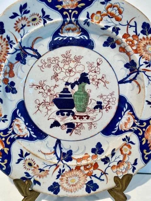 1820's English Hicks, Meigh and Johnson Polychrome Imari Style Plate - 3