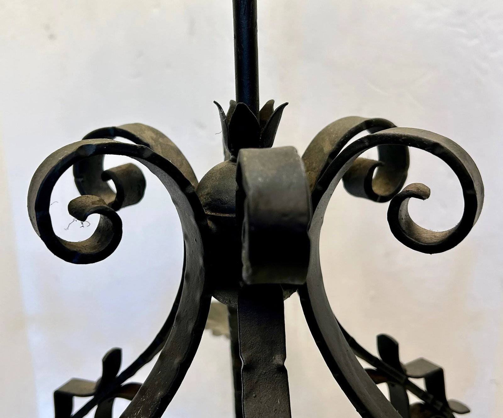 Vintage 1950s Black Iron Chandelier - 4