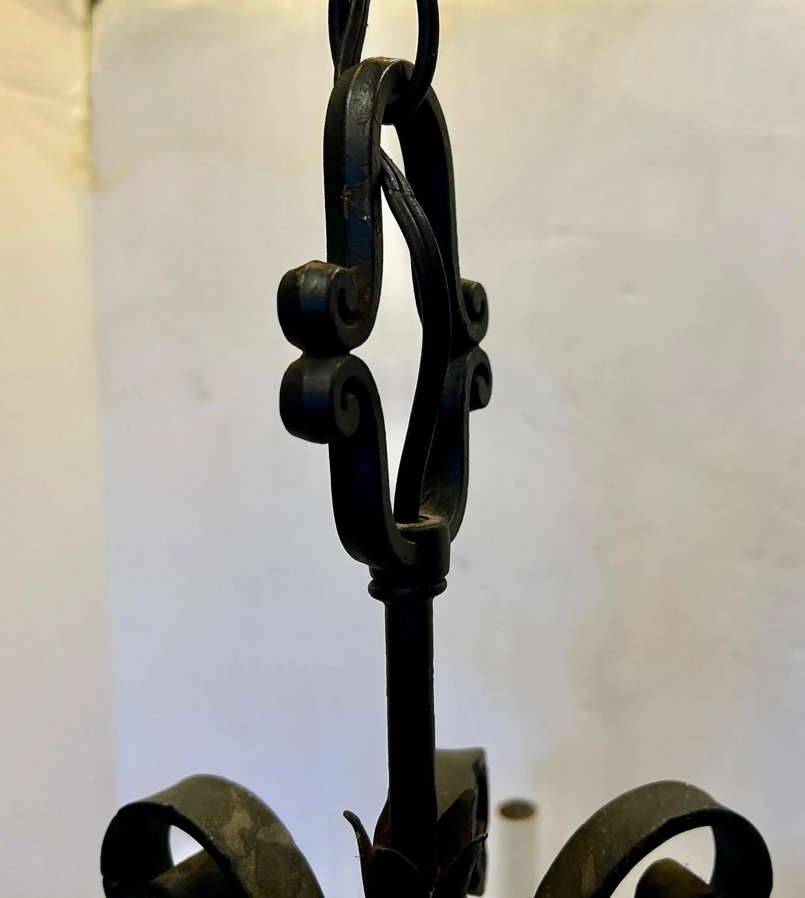 Vintage 1950s Black Iron Chandelier - 7