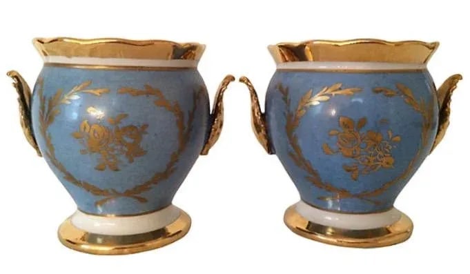 French Porcelain Cachepots - A Pair - 2