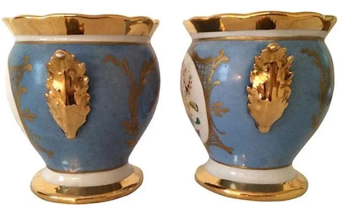 French Porcelain Cachepots - A Pair - 3