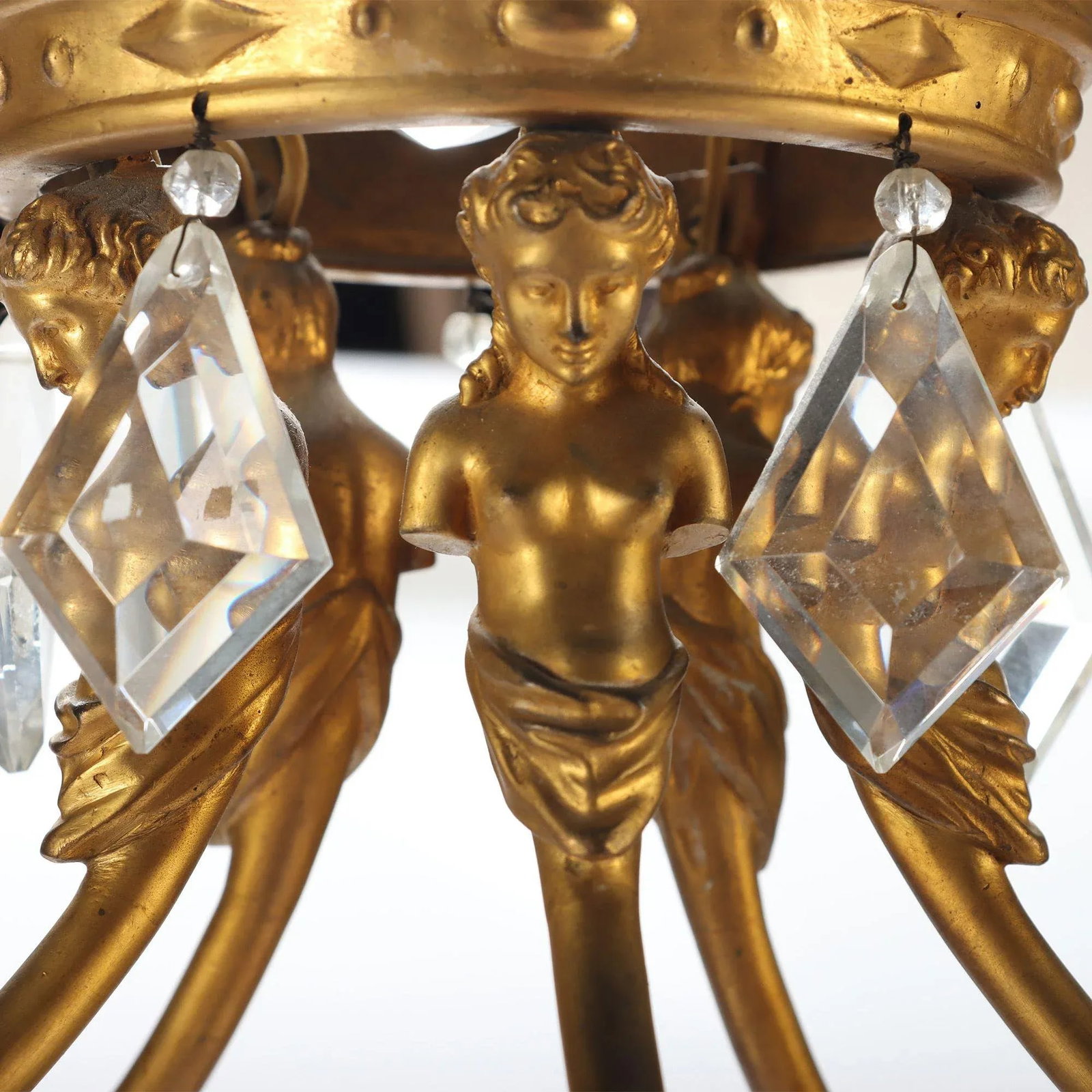 A French Antique 5 Light Bronze Gold Chandelier, Late 19th C. - 2