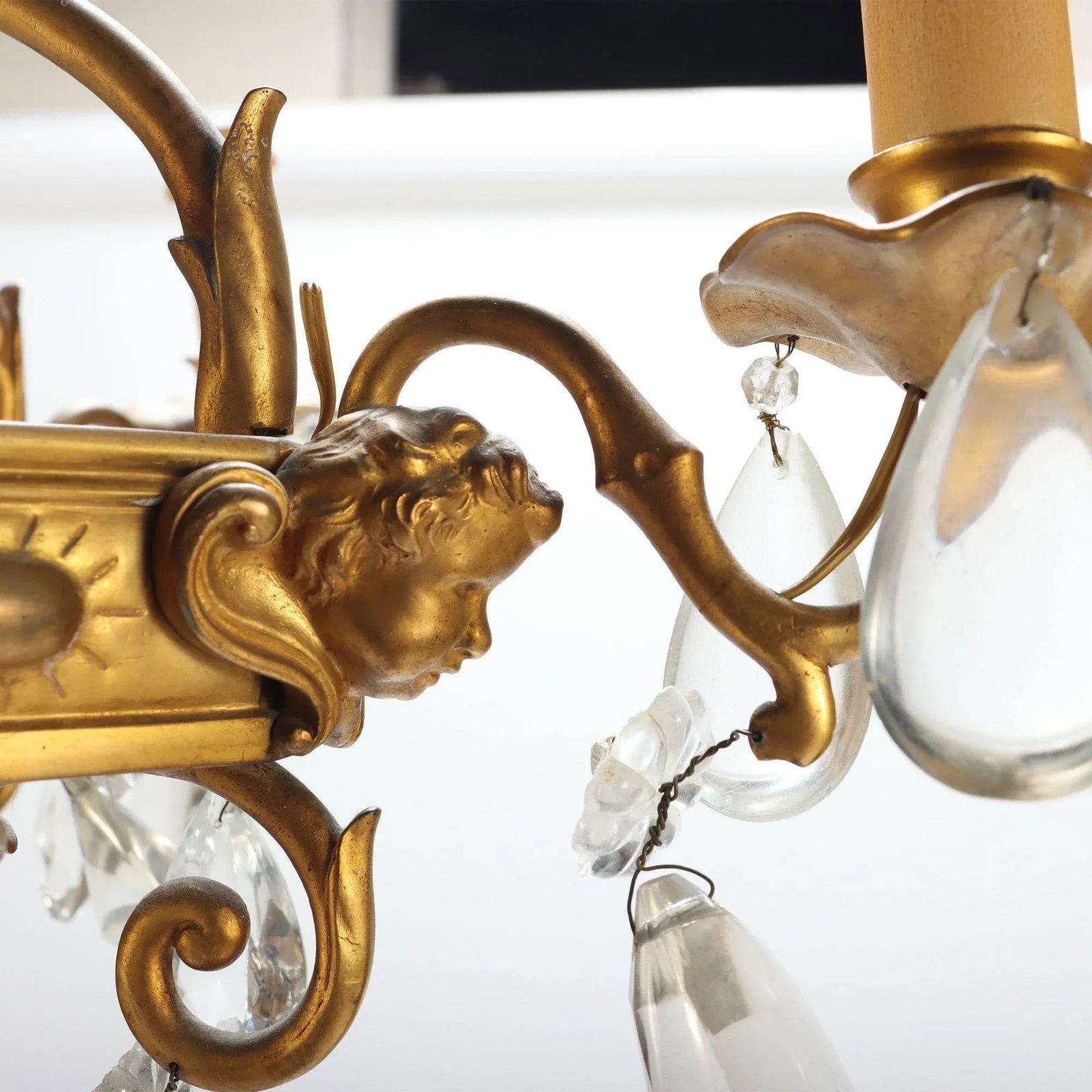 A French Antique 5 Light Bronze Gold Chandelier, Late 19th C. - 3