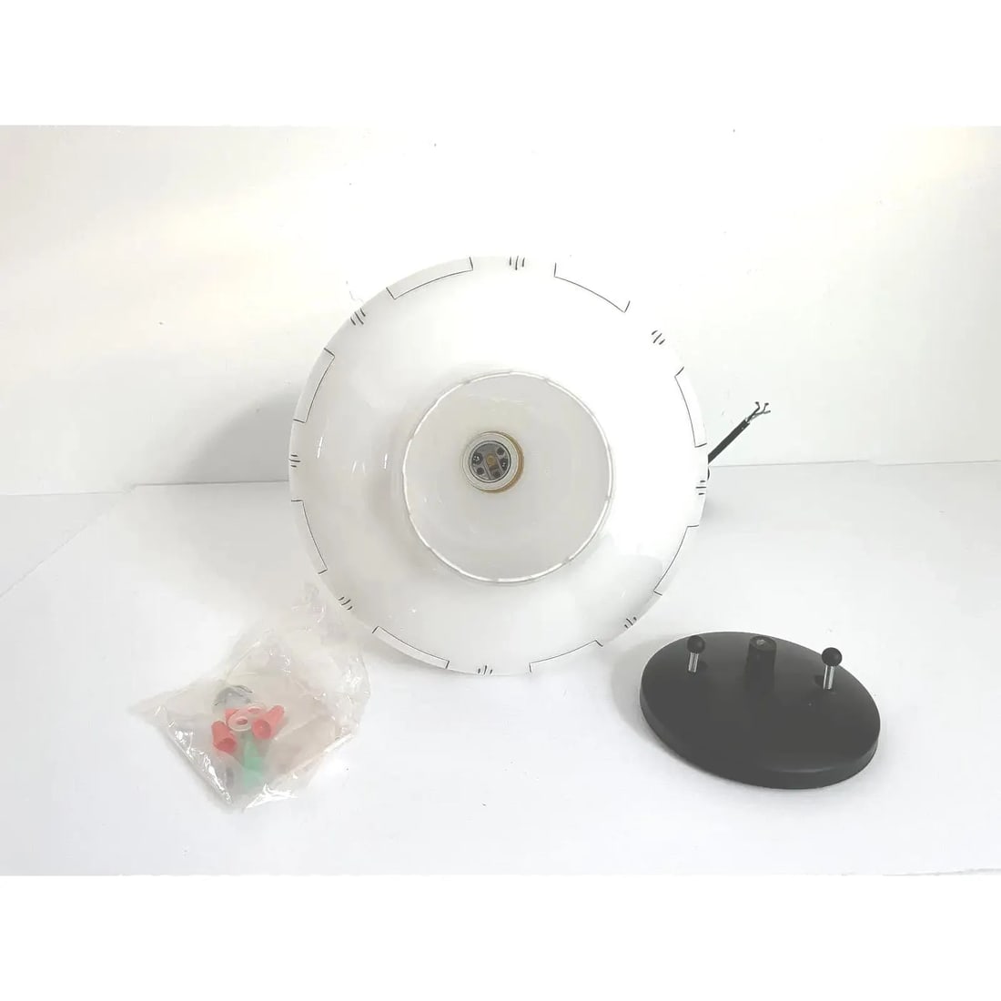Midcentury Milk Glass Pendant Light - 13