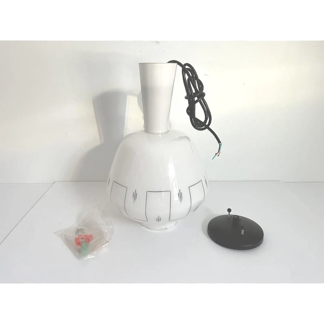 Midcentury Milk Glass Pendant Light - 14