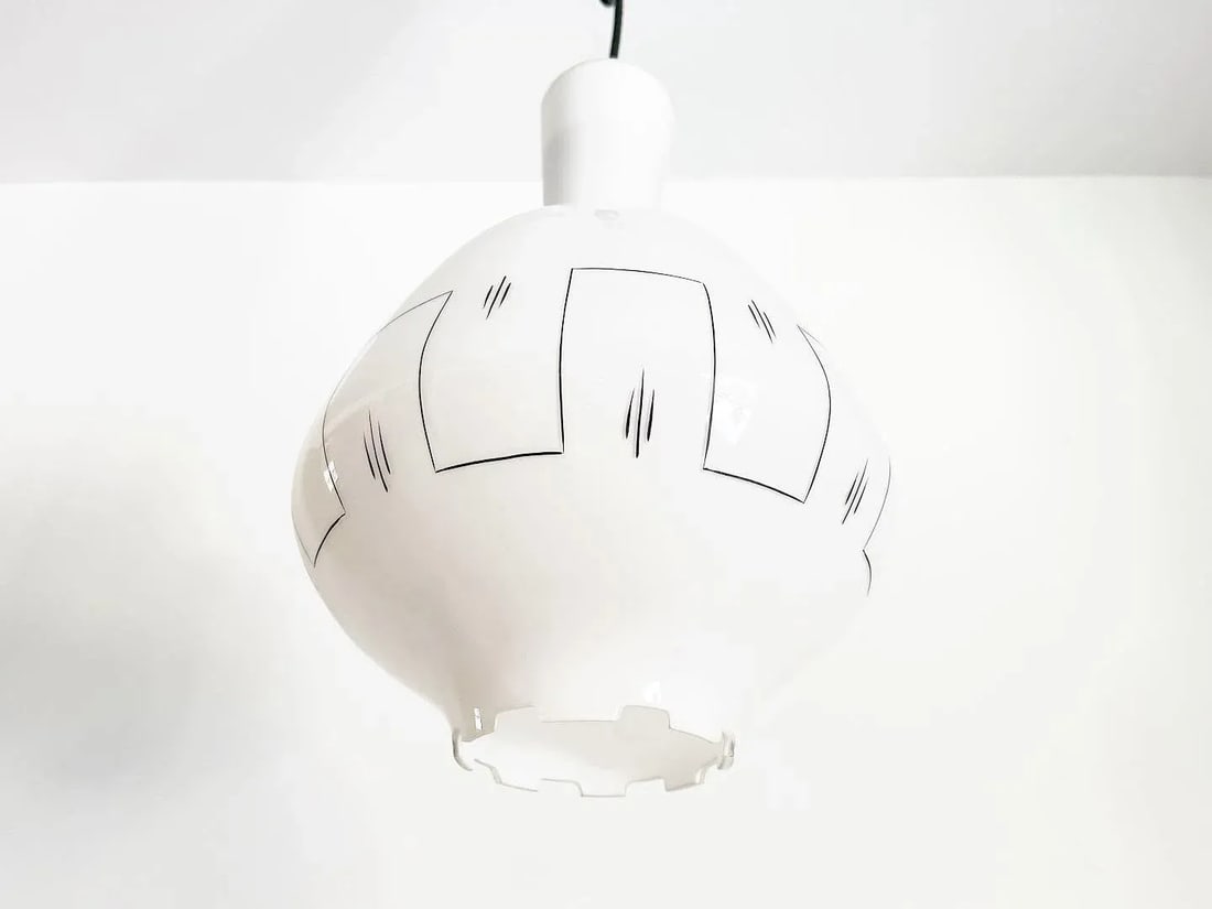 Midcentury Milk Glass Pendant Light - 3