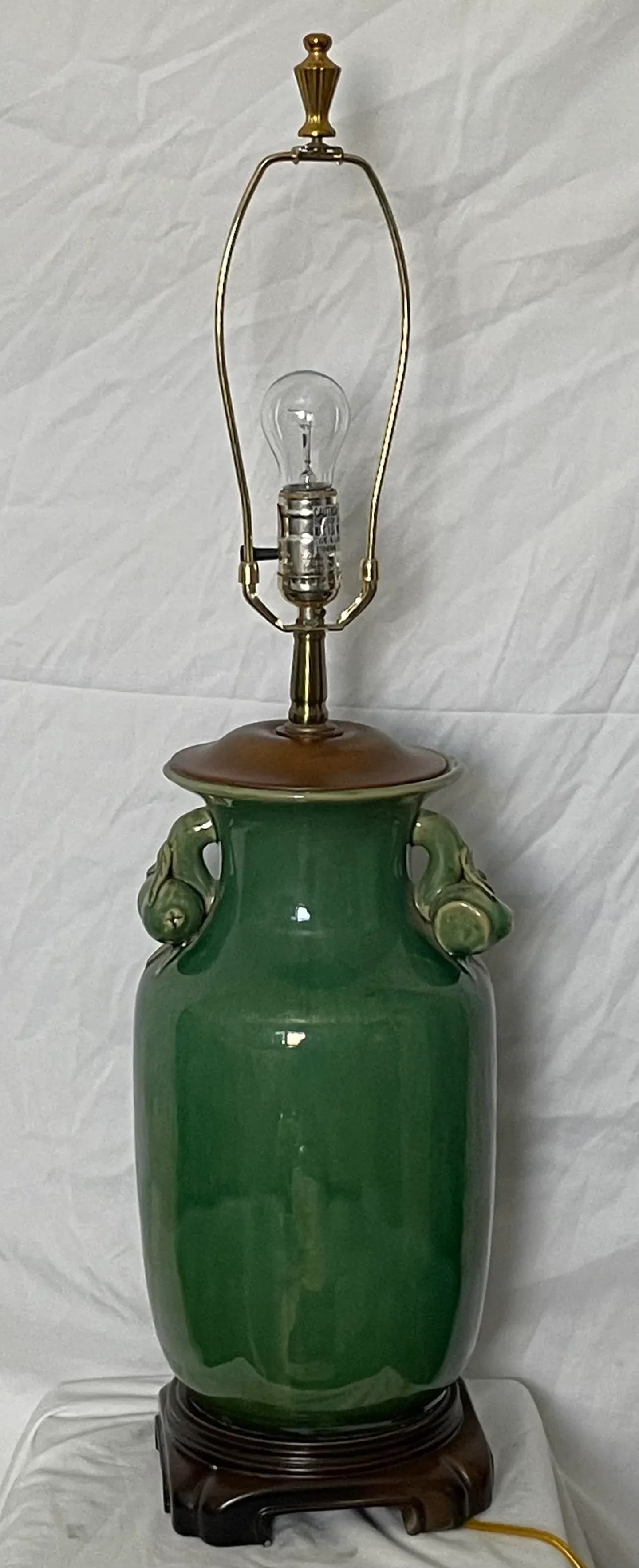 1970s Jade Green Glaze Urn Form Table Lamp - 11