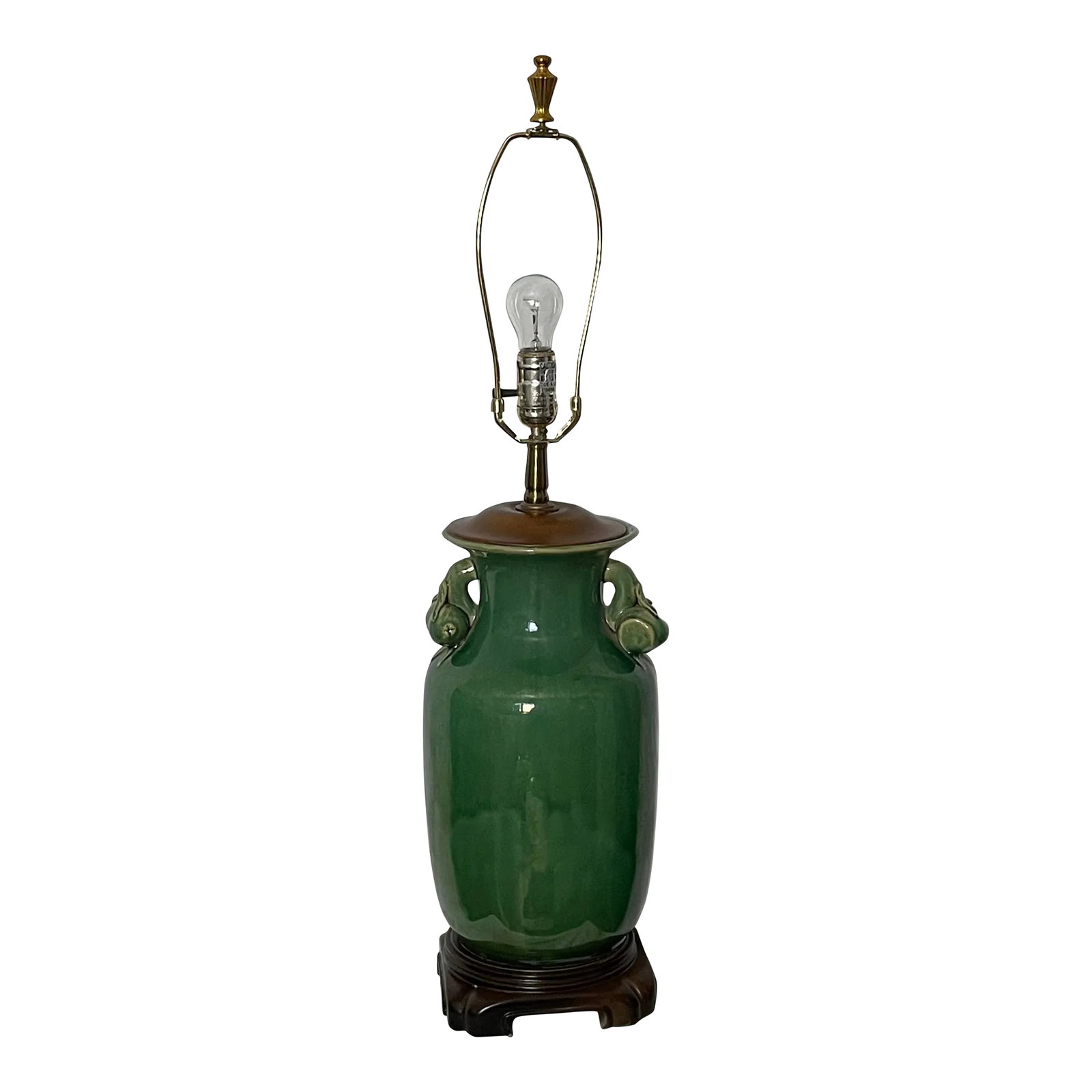 1970s Jade Green Glaze Urn Form Table Lamp (1 of 11)