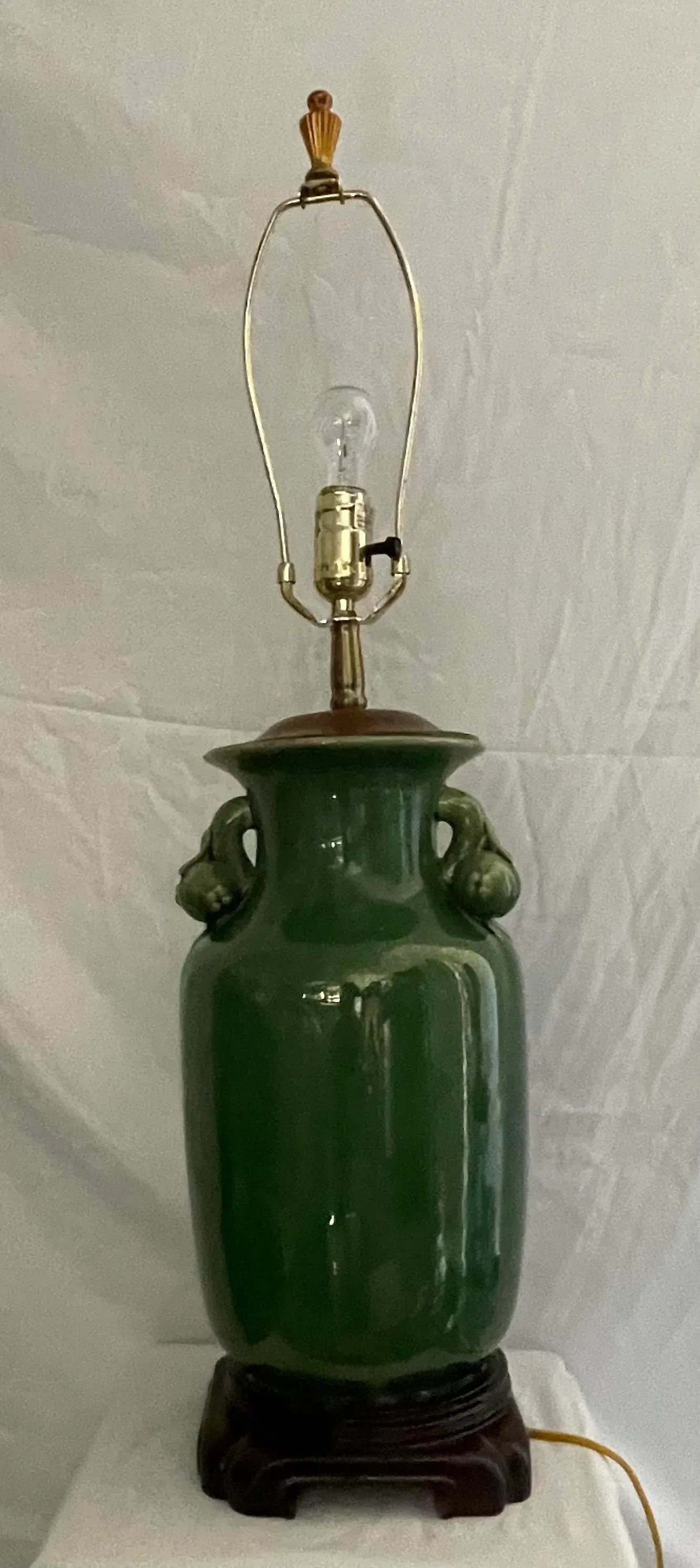1970s Jade Green Glaze Urn Form Table Lamp - 3