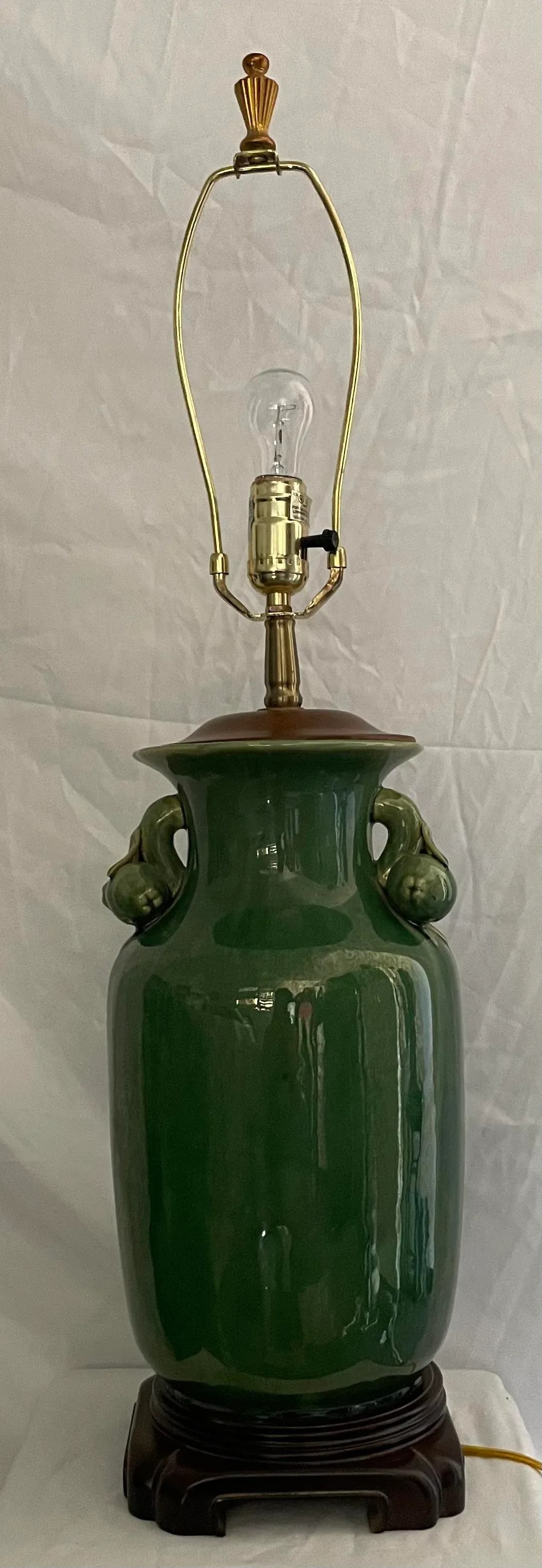 1970s Jade Green Glaze Urn Form Table Lamp - 4