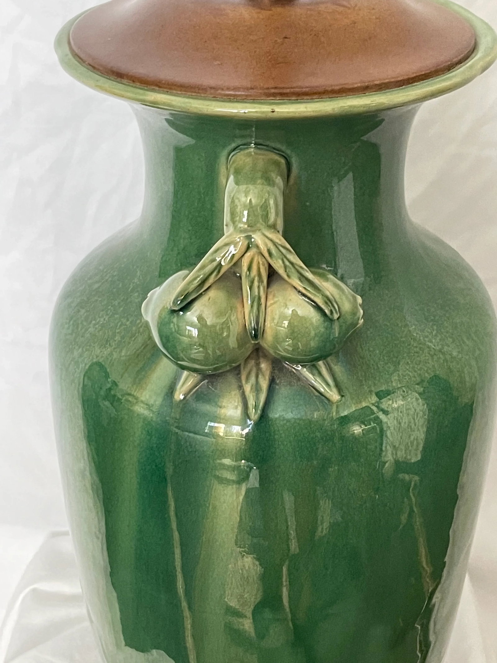 1970s Jade Green Glaze Urn Form Table Lamp - 9