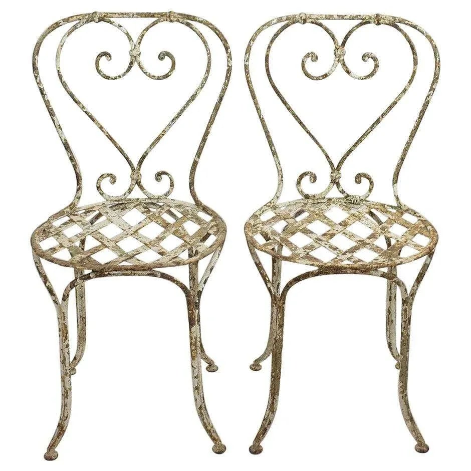 Pair of 19th Century French Painted Iron Garden Chairs - 8