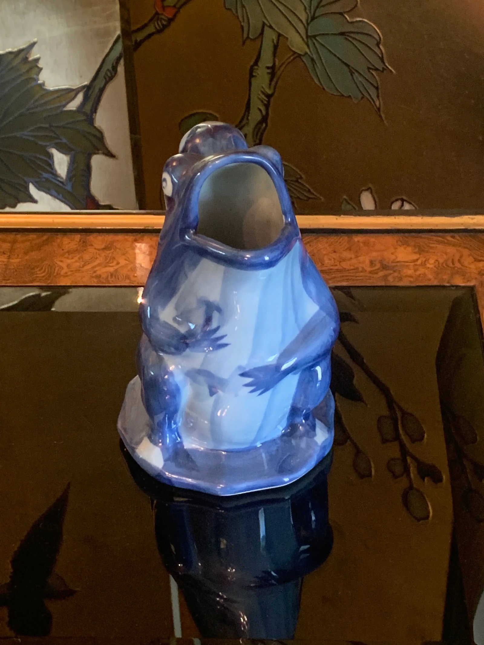 Charming Blue Pottery Frog Pitcher - 4