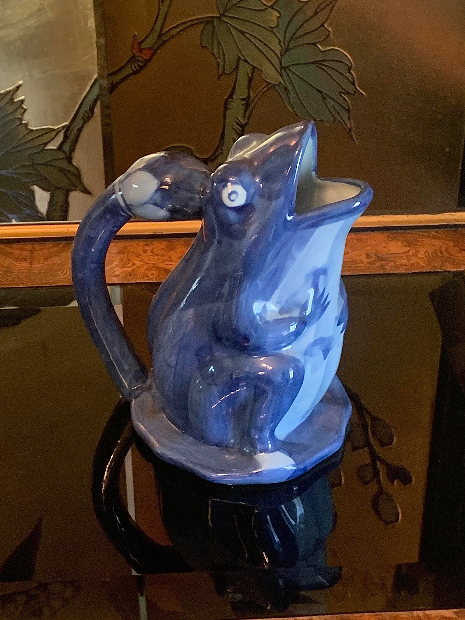 Charming Blue Pottery Frog Pitcher - 5