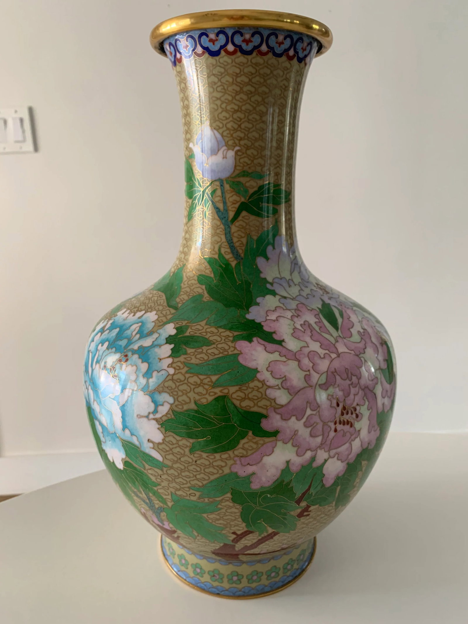 Mid 20th Century Large Cloisonne Butterfly & Flower Vase - 11