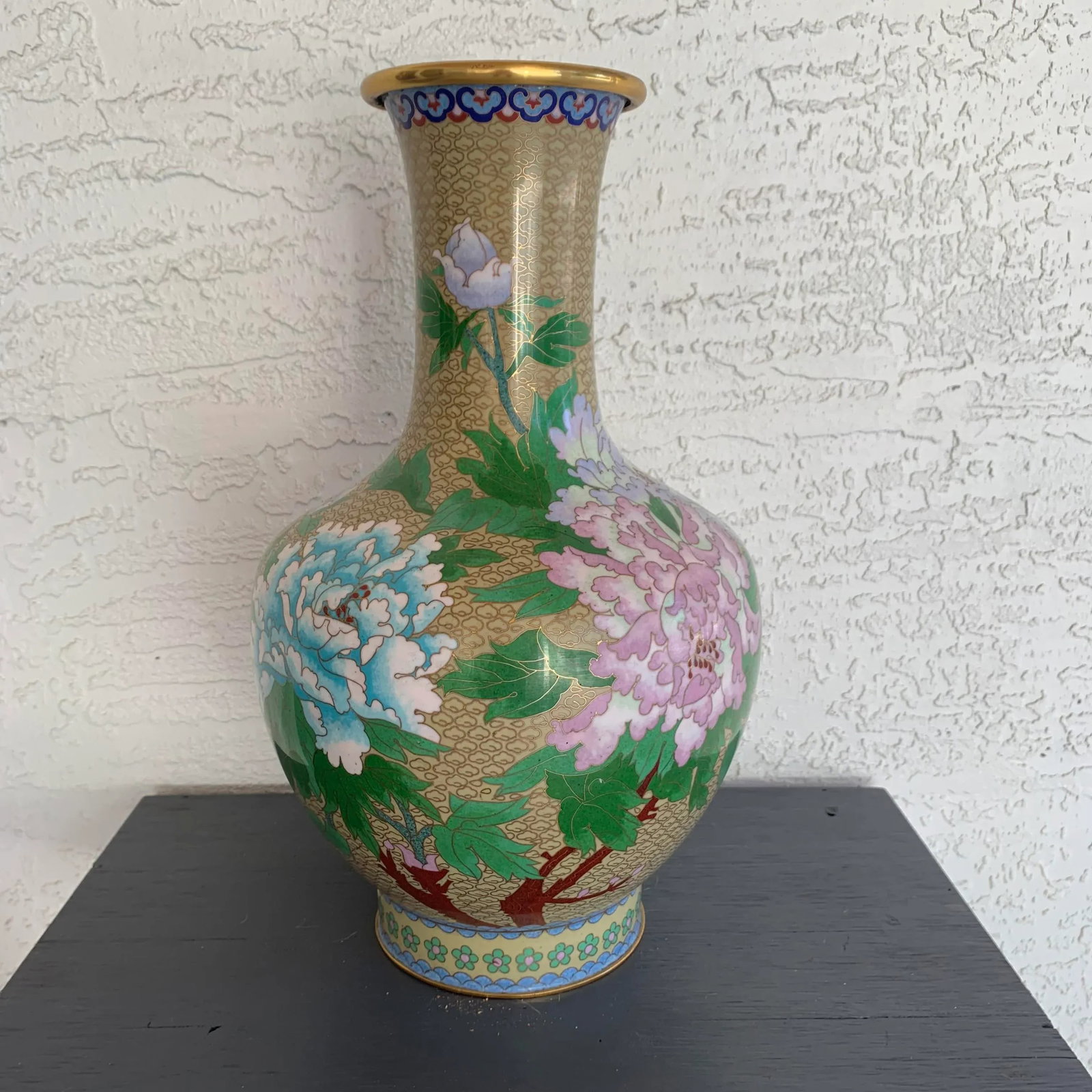 Mid 20th Century Large Cloisonne Butterfly & Flower Vase - 12