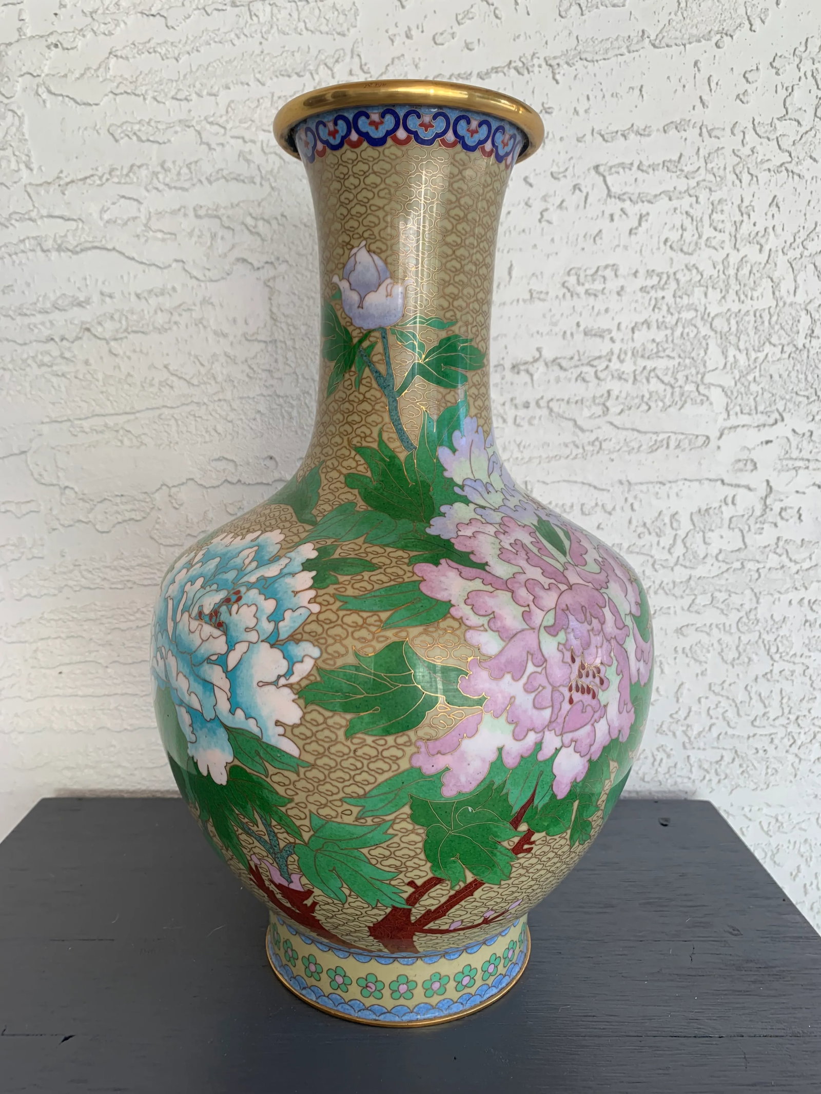 Mid 20th Century Large Cloisonne Butterfly & Flower Vase - 13