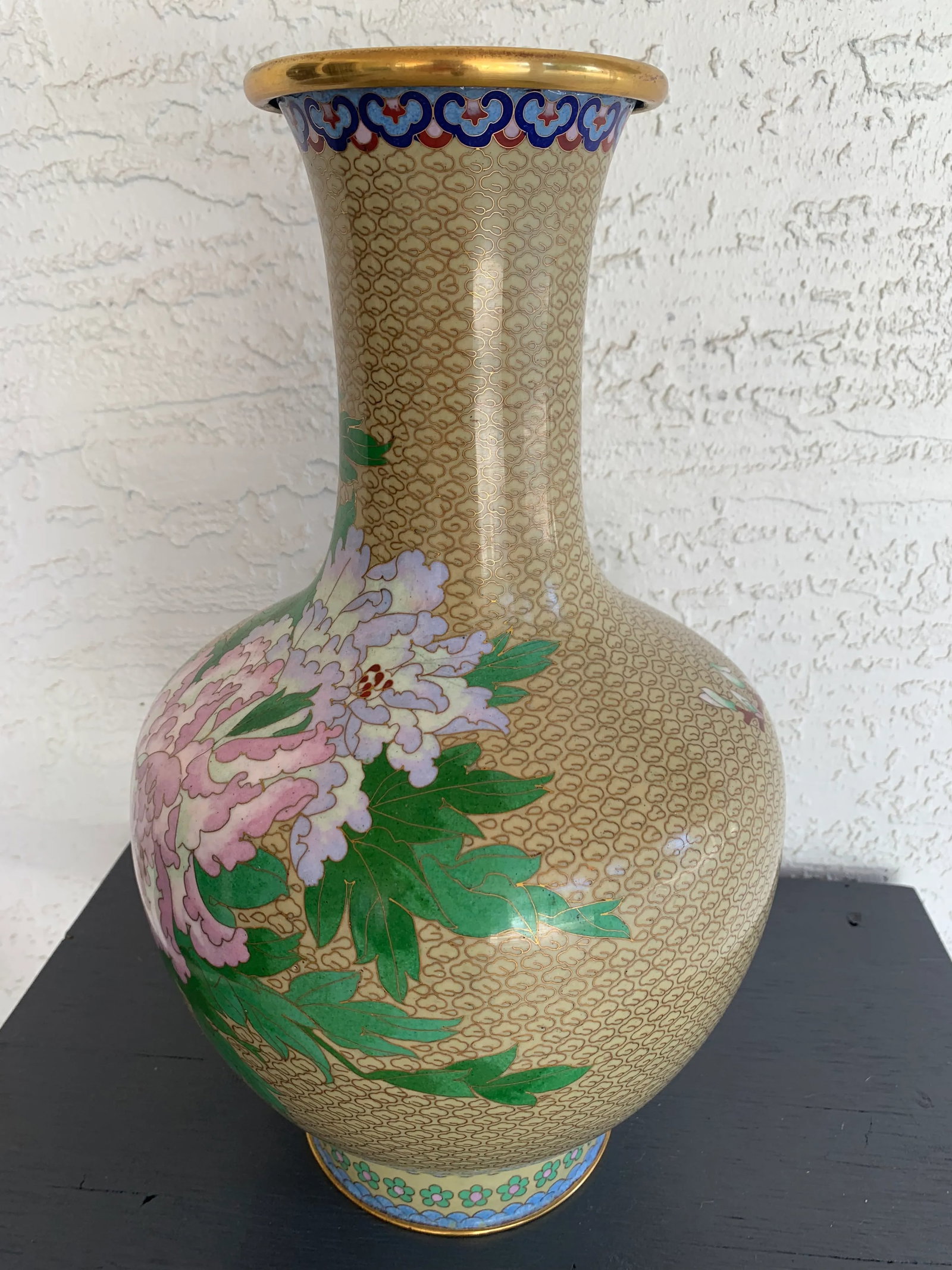 Mid 20th Century Large Cloisonne Butterfly & Flower Vase - 4