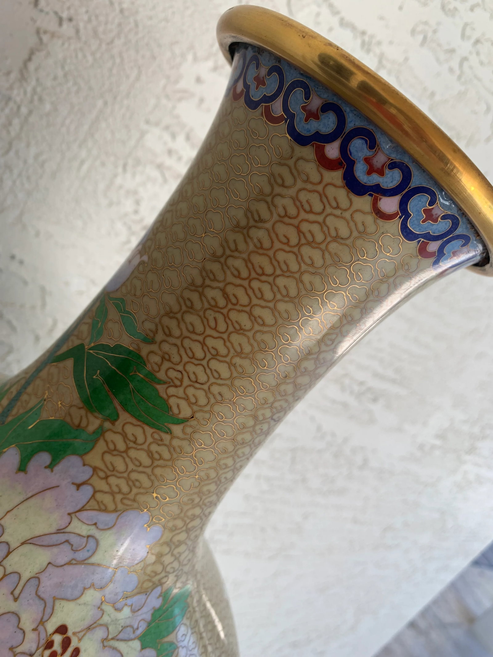 Mid 20th Century Large Cloisonne Butterfly & Flower Vase - 5