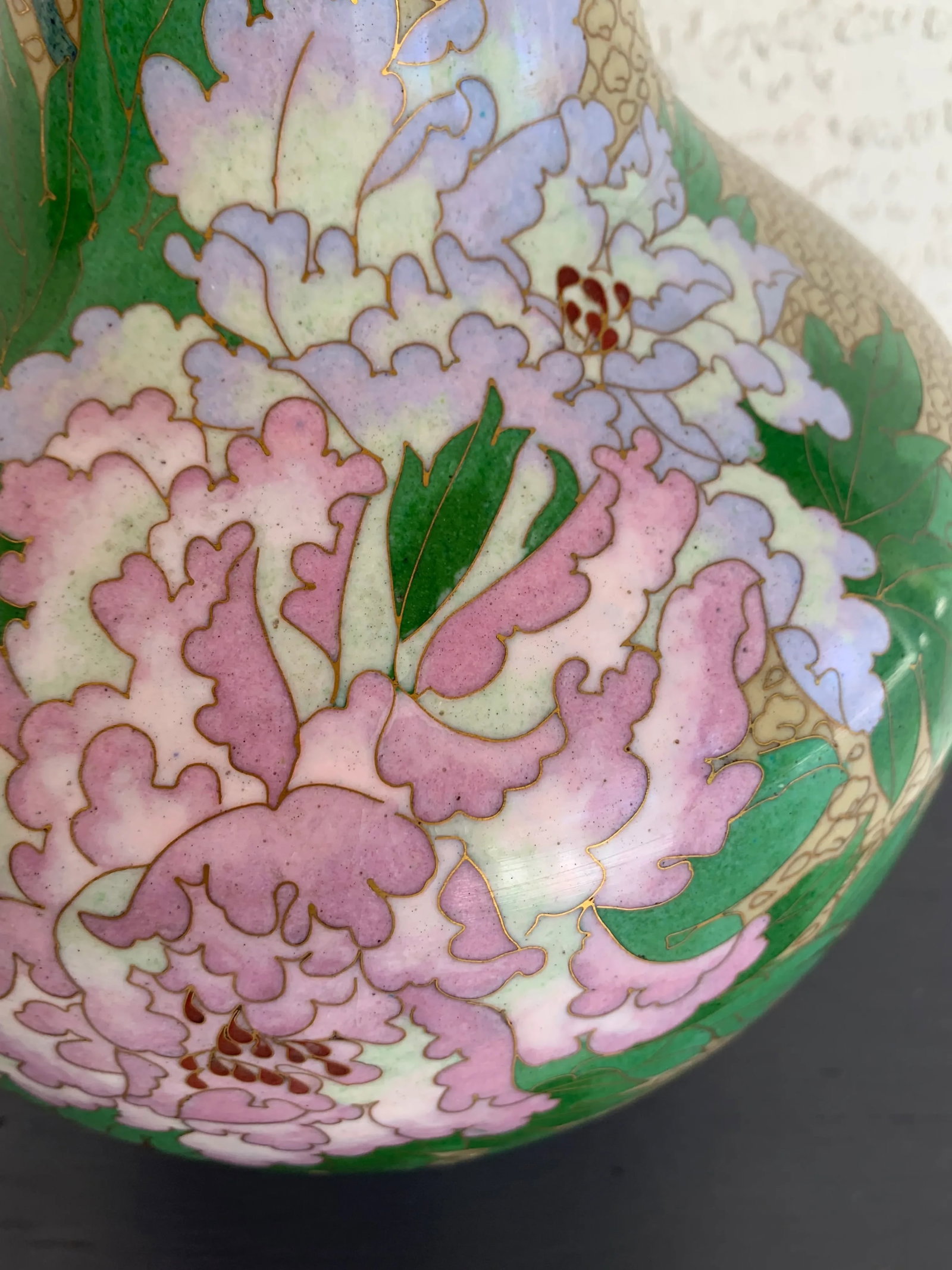Mid 20th Century Large Cloisonne Butterfly & Flower Vase - 6