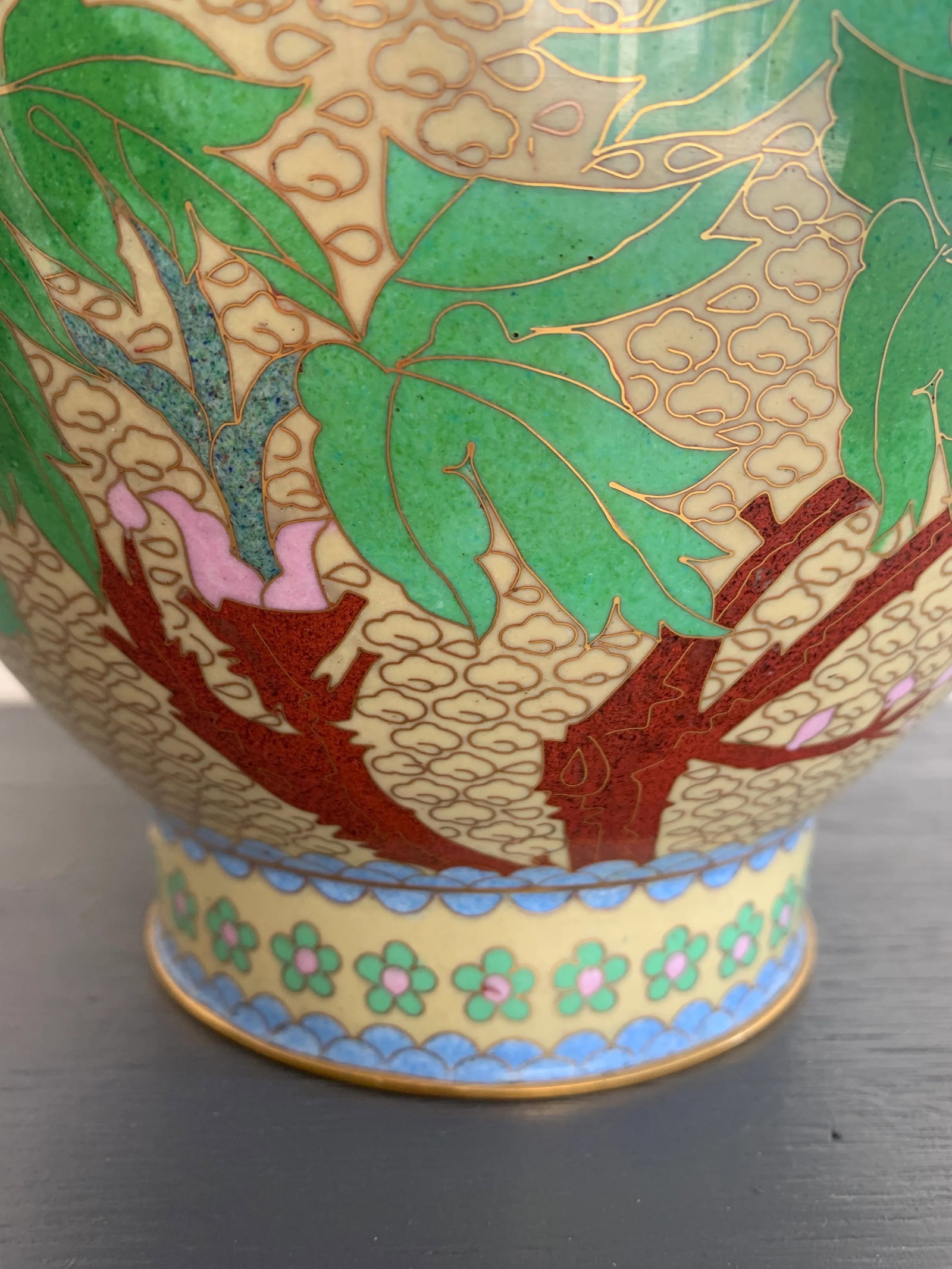 Mid 20th Century Large Cloisonne Butterfly & Flower Vase - 7