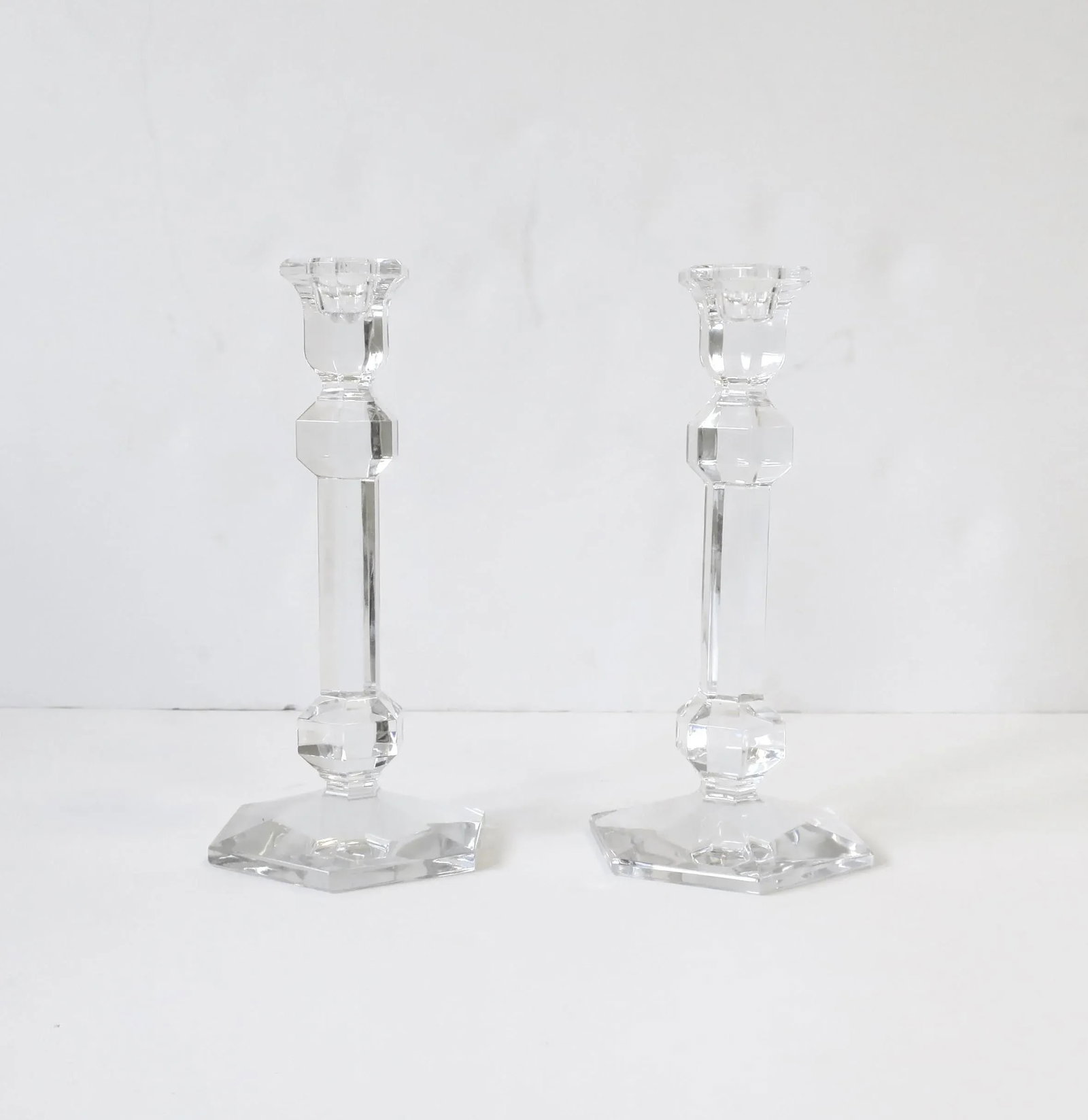 Belgian Val Saint Lambert Crystal Candlesticks, Pair - 2