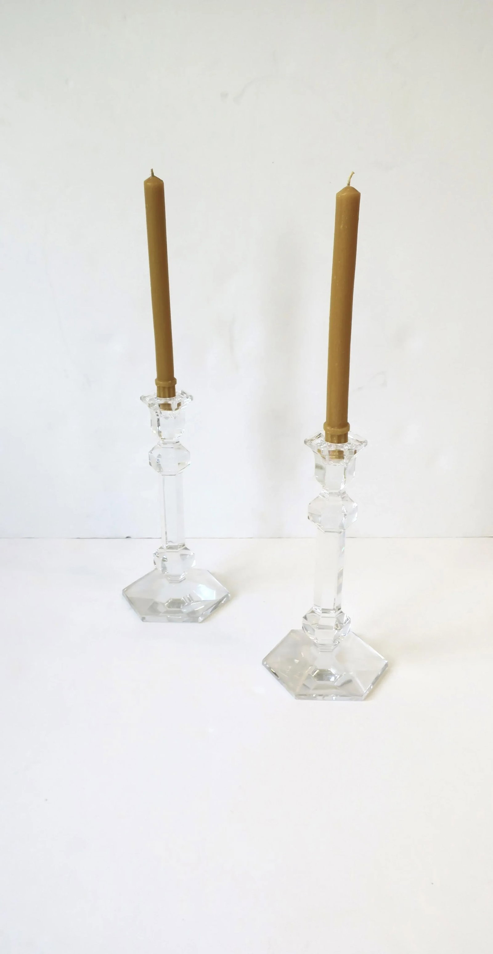 Belgian Val Saint Lambert Crystal Candlesticks, Pair - 4