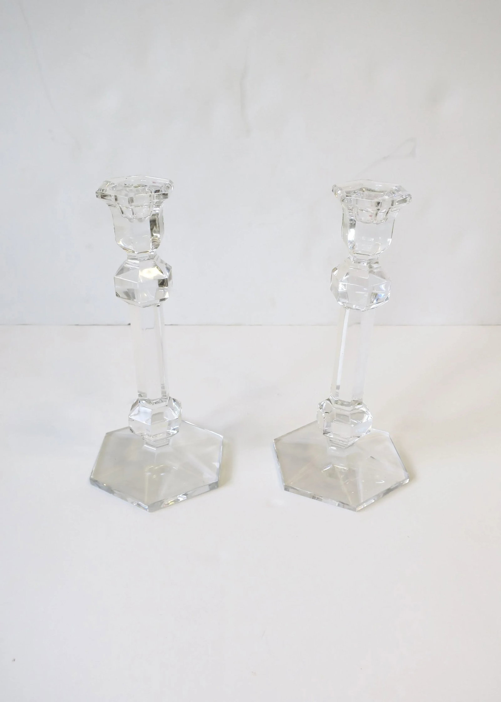 Belgian Val Saint Lambert Crystal Candlesticks, Pair - 7