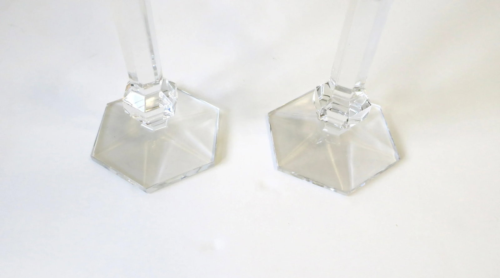 Belgian Val Saint Lambert Crystal Candlesticks, Pair - 8