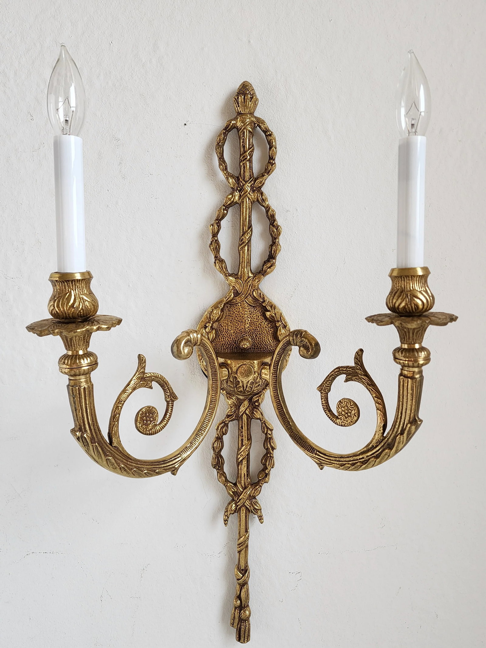 Vintage Adam Style Brass Sconce - 2