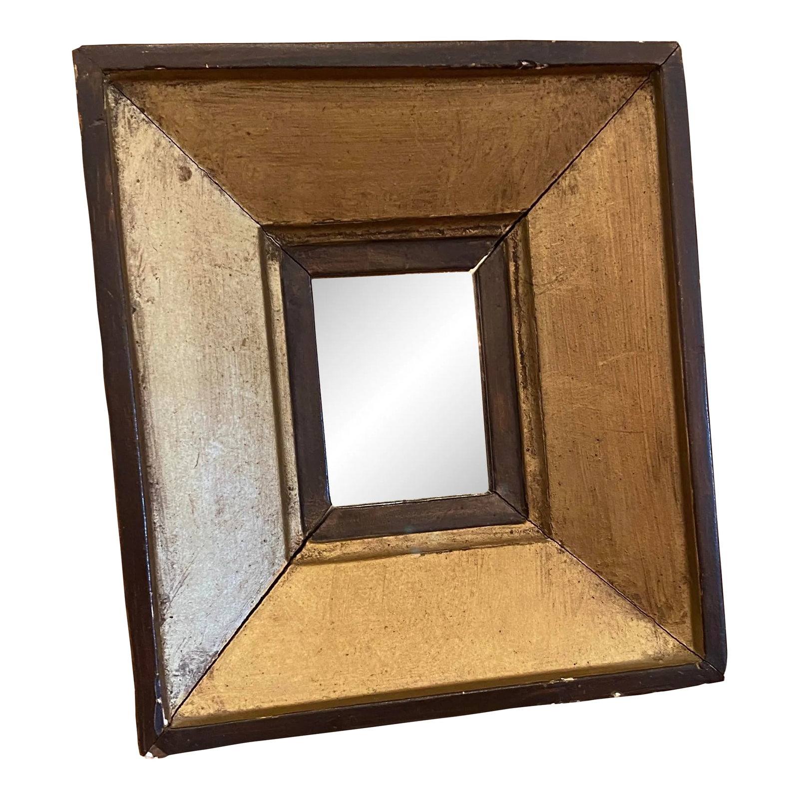 Petite Early 20th Century Wood Framed Mirror: Beautiful Signed Petite Antique Framed Mirror. Chipped over time to perfection! I cannot make out the signature on the back so unsure as to it's significance, if any. Condition: Alterations: Original