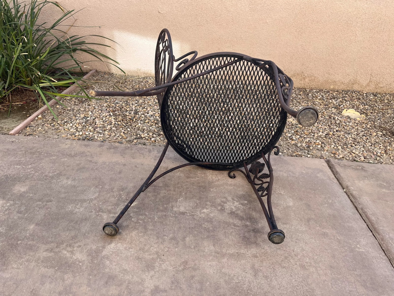 Vintage Woodard Chantilly Rose Wrought Iron Parlor Dining Chair - 5