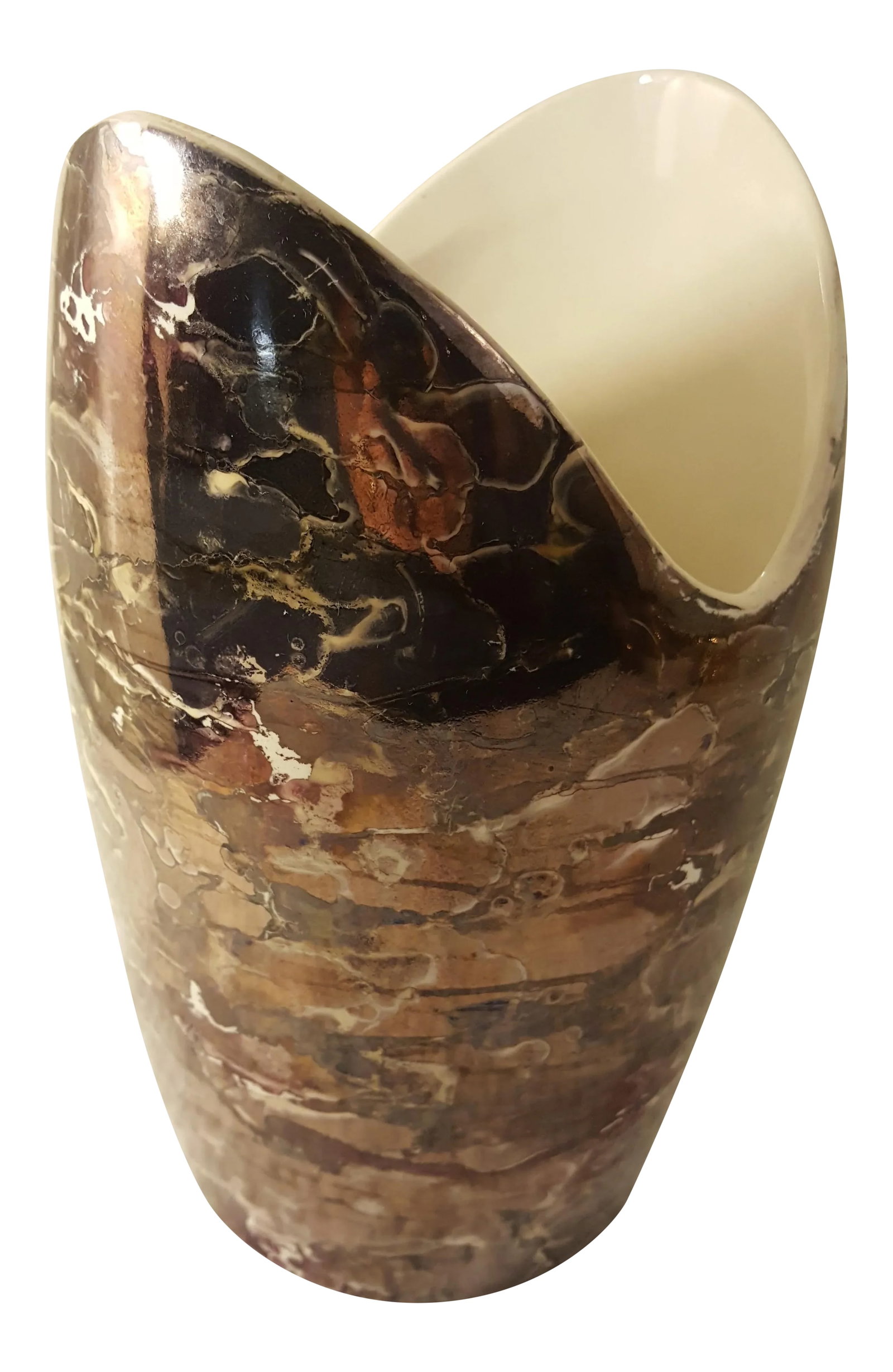 McCoy Pottery Cascade Metallic Glaze Vase: Vintage McCoy Cascade Purple Marble glaze. This is such a beautiful piece of McCoy. The glaze is fantastic. The vase is large and will look stunning with flowers flowing out of it. Cascade was
