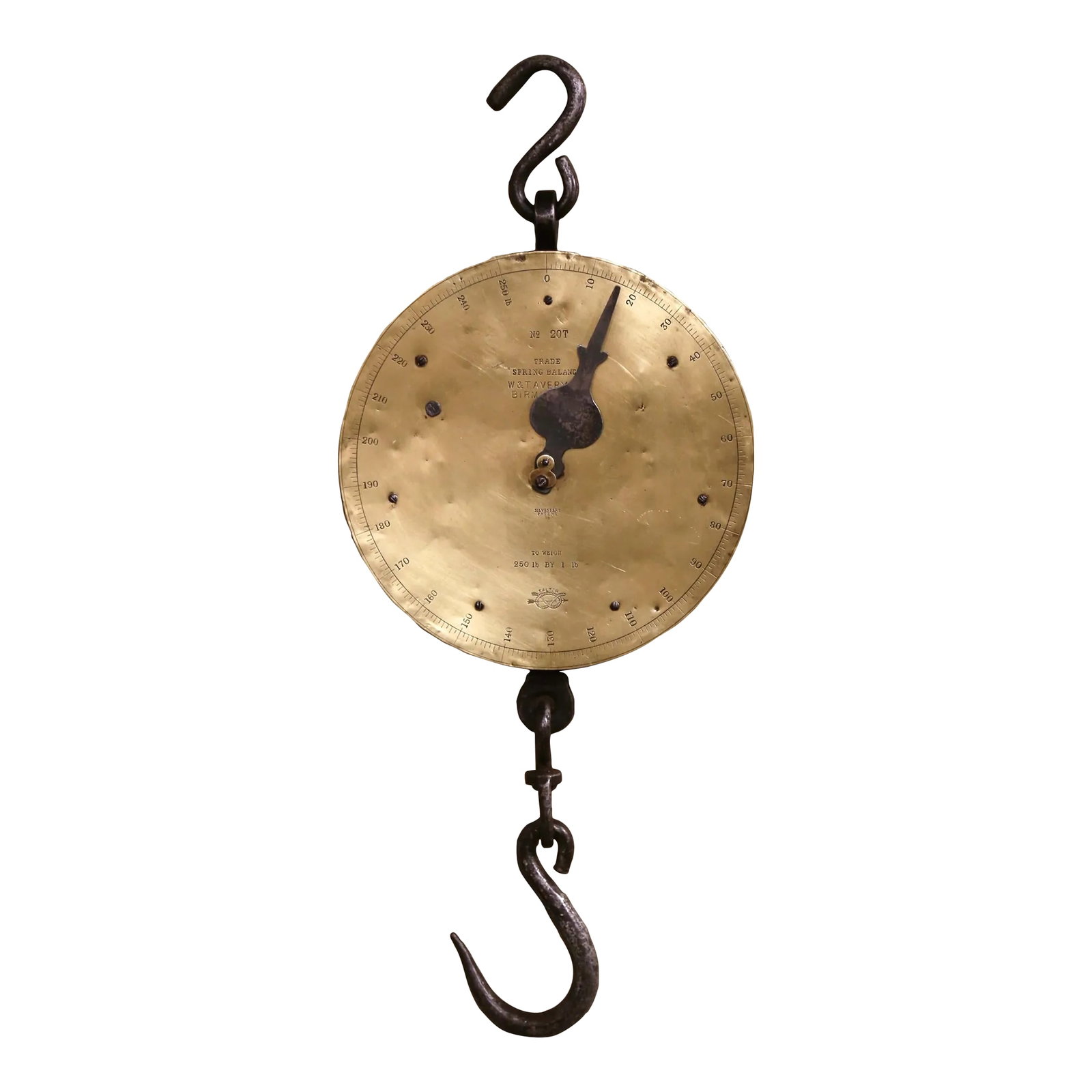 Mid-19th Century English Brass and Iron Hanging Trade Spring Balance Scale (1 of 13)