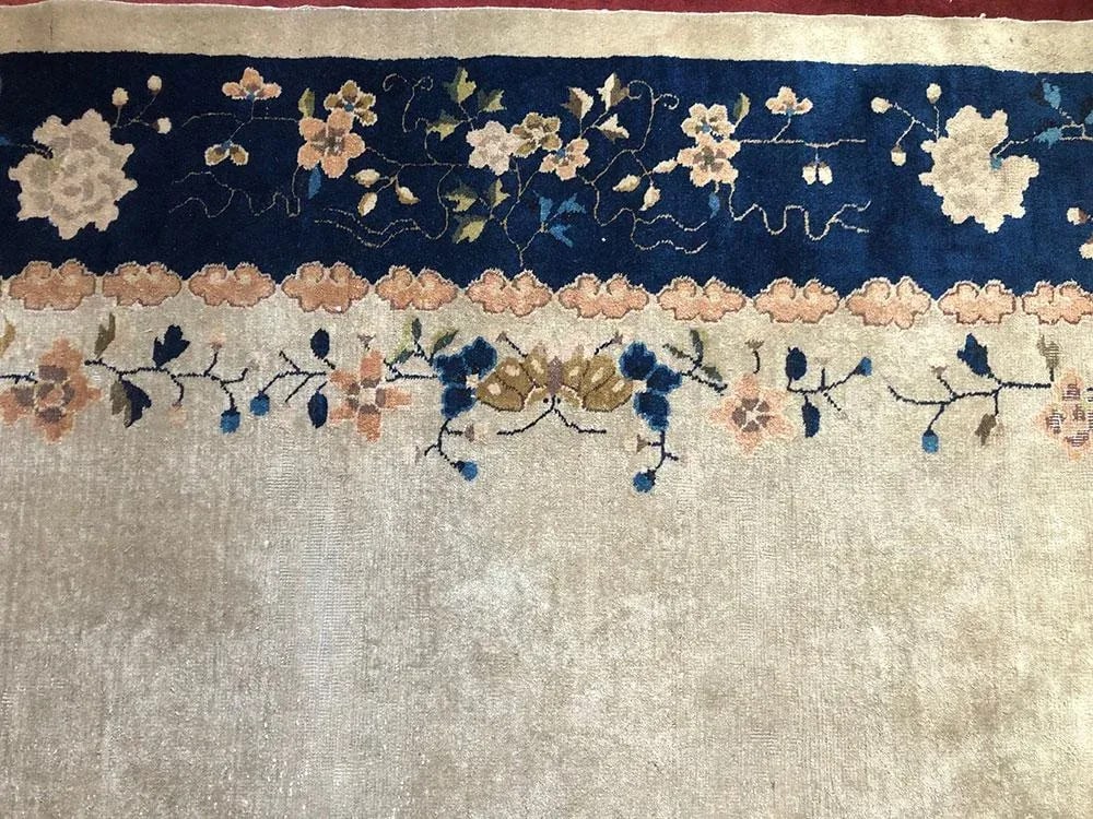 1930s Vintage 8' X 10' Plain Field Art Deco Chinese Rug - 3