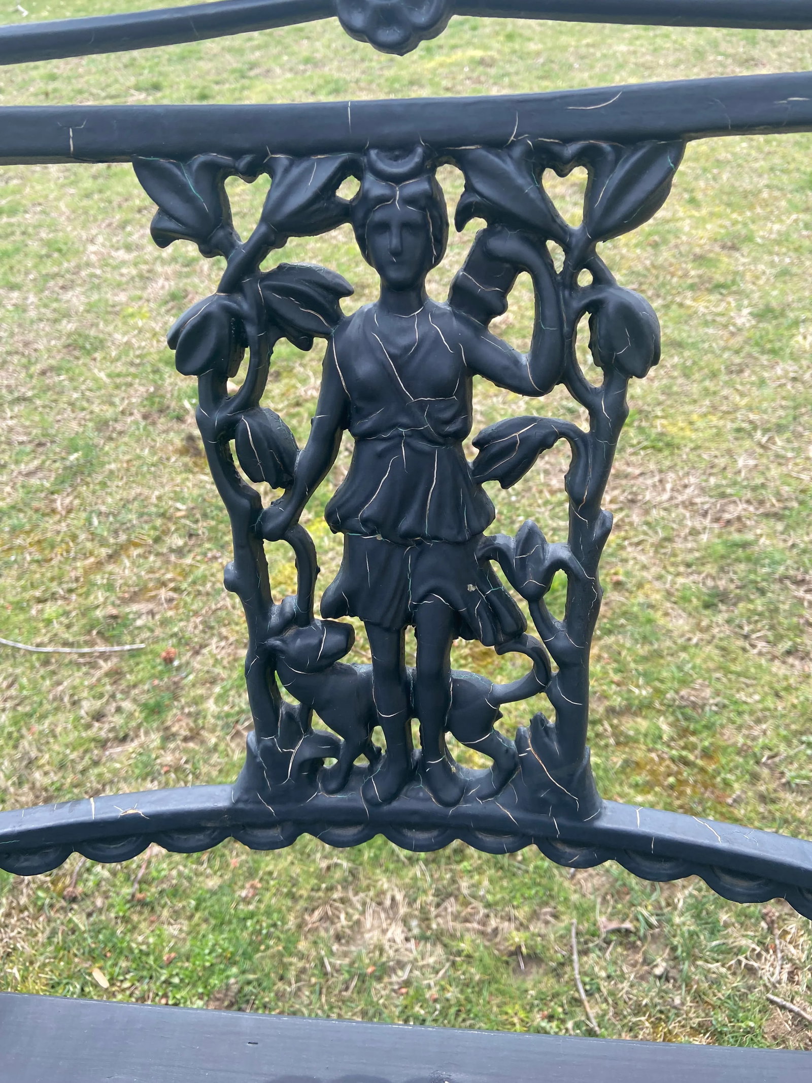 1900s Karl Friedrich Schinkel Style Neoclassical Lady Figural Cast Iron Patio Chairs - a Pair - 10