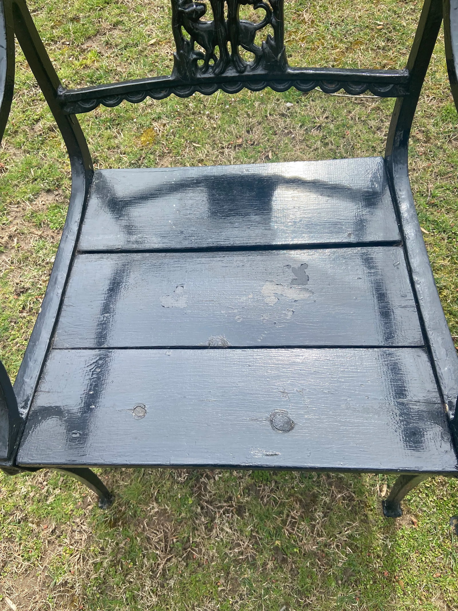 1900s Karl Friedrich Schinkel Style Neoclassical Lady Figural Cast Iron Patio Chairs - a Pair - 6