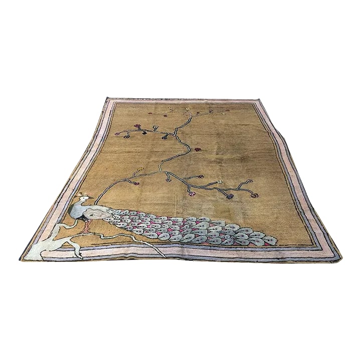1920s The Most Unusual Antique 6'x9' Folk Art/Art Deco American Hooked Rug: Perhaps this is one of the most unusual antique American hooked rug that I have ever crossed. I located this beauty in an estate sale in northern CA, I must bring to your attention that this rug does