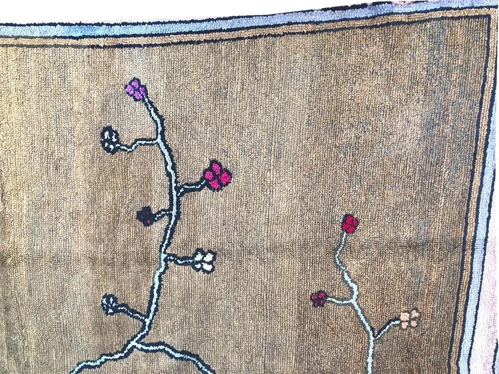 1920s The Most Unusual Antique 6'x9' Folk Art/Art Deco American Hooked Rug - 9