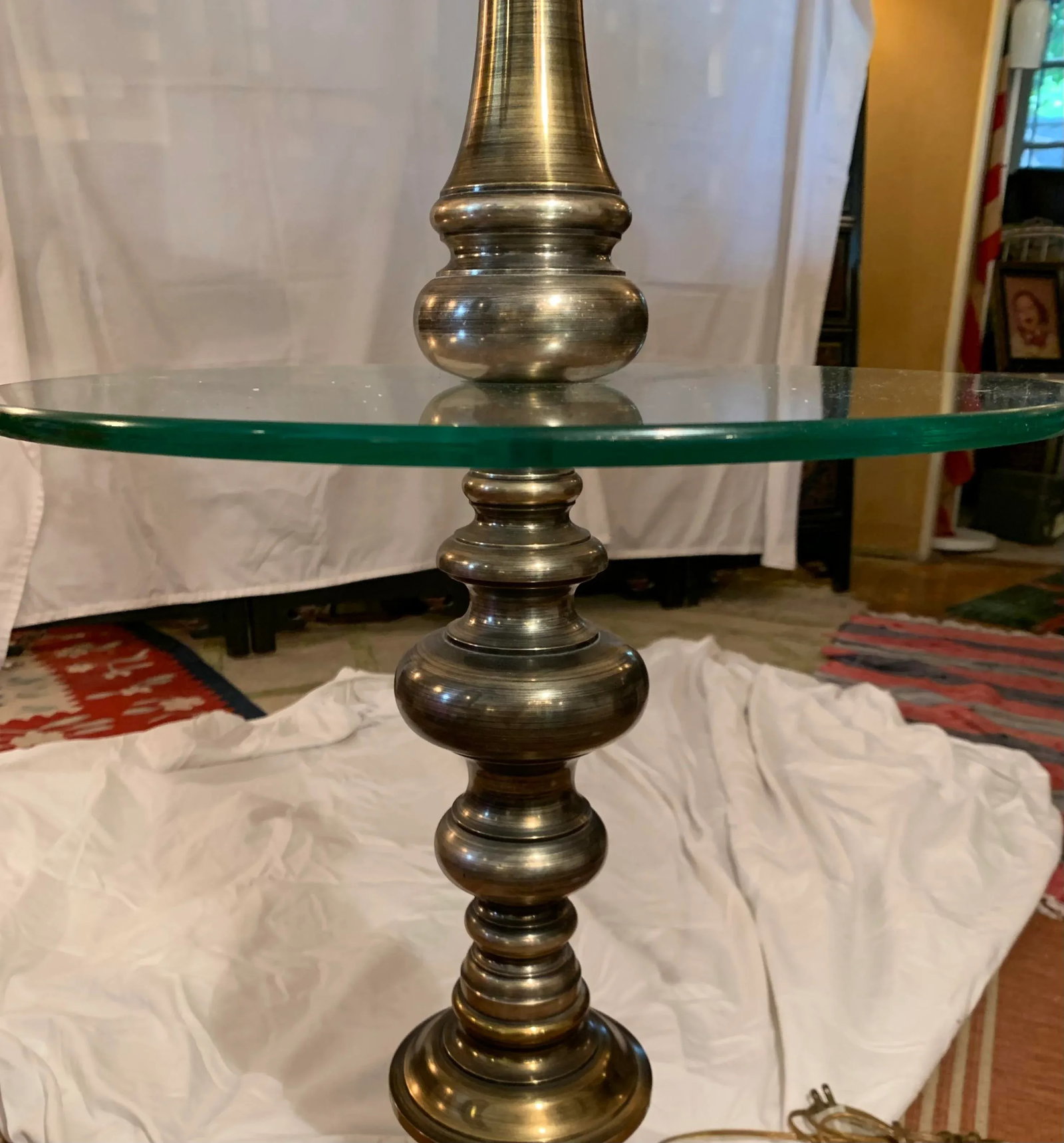 1960s Brass Side Table Floor Lamp - 5