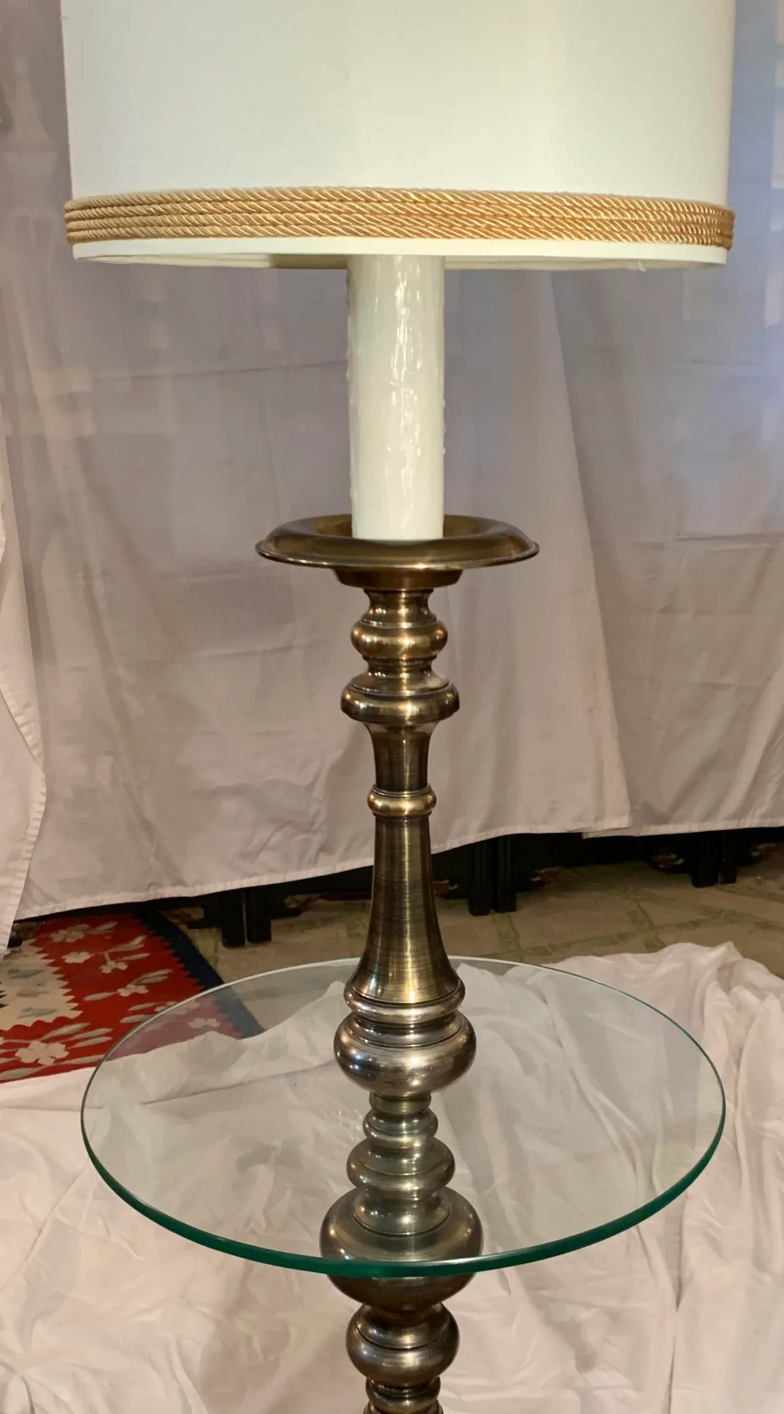 1960s Brass Side Table Floor Lamp - 6