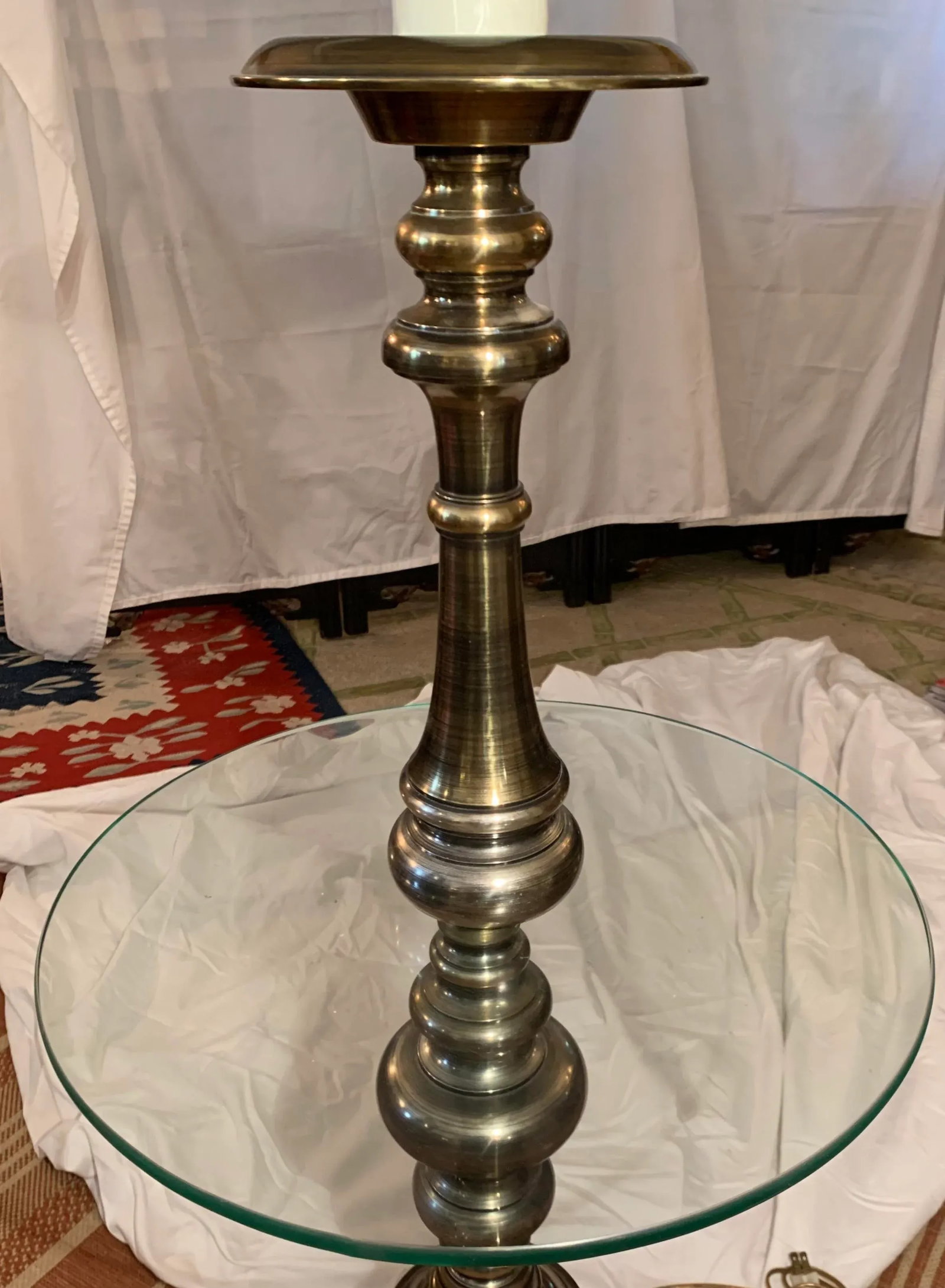 1960s Brass Side Table Floor Lamp - 7