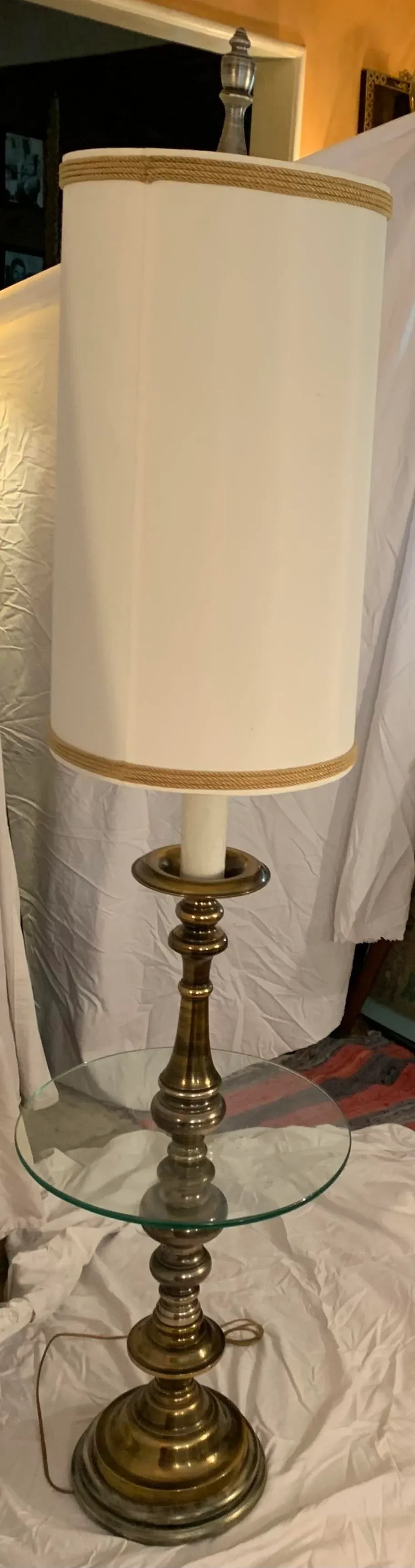 1960s Brass Side Table Floor Lamp - 8
