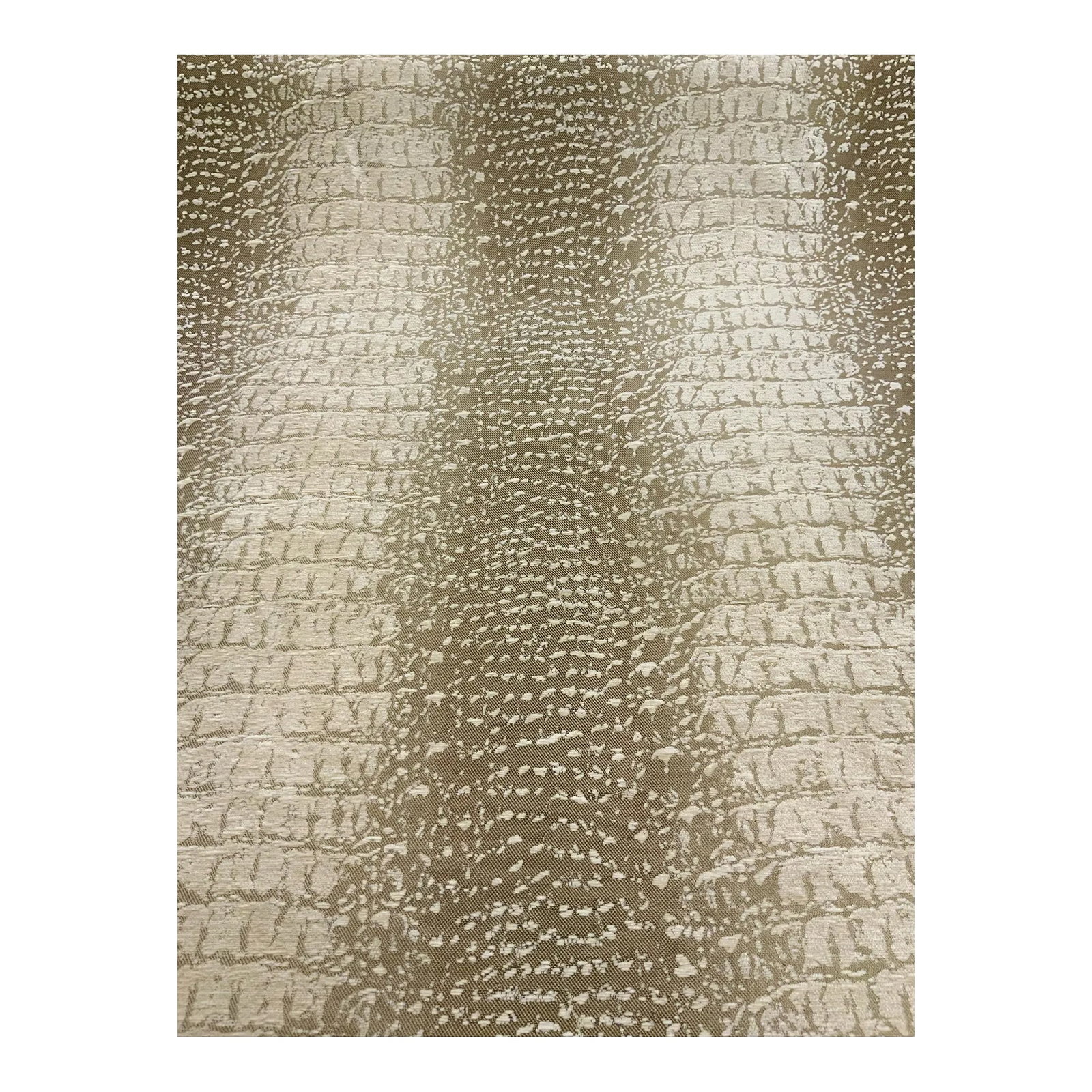 Modern Beige and Off-White Cut Velvet Woven Jacquard Alligator Print Designer Fabric - 8 Yards: This neutral and versatile fabric is reversible offering either a light or dark side; it boasts a beige and off-white alligator print colorway. Its hand is soft, and it is suitable for upholstery or
