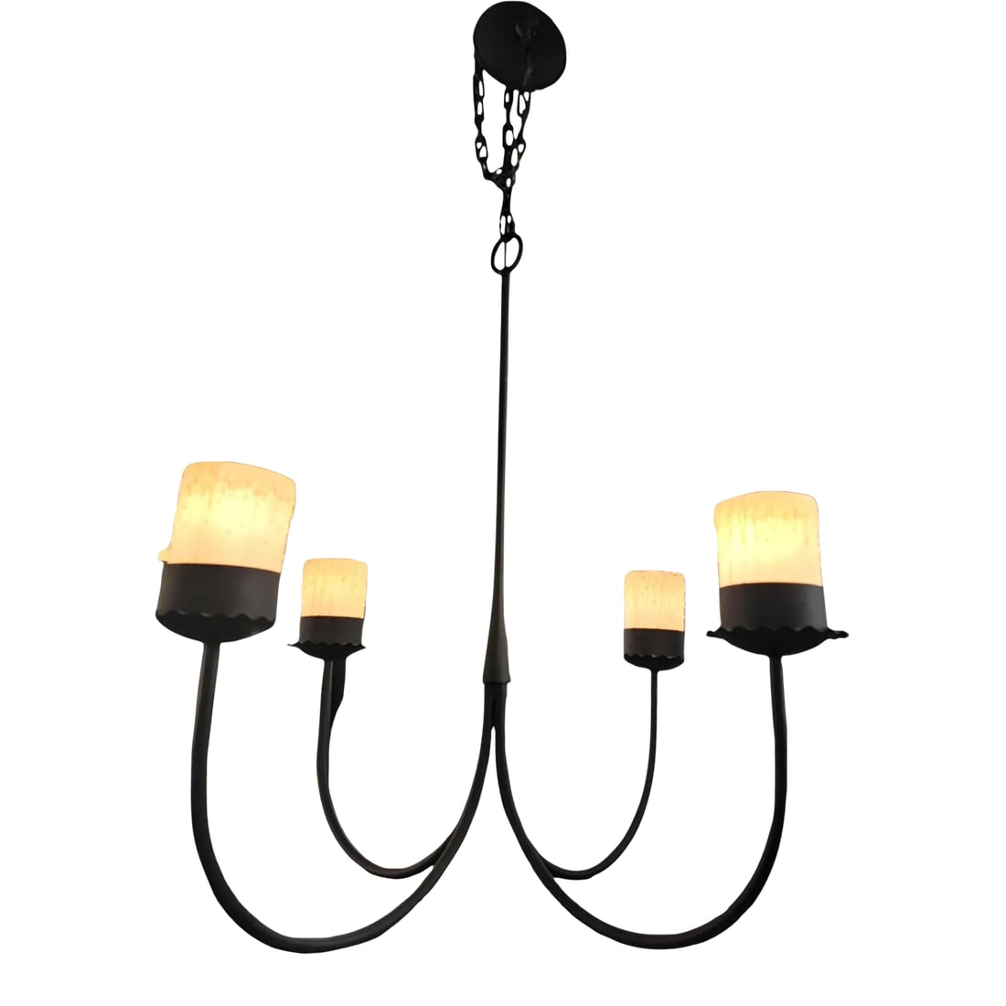 1970s Modern Gothic Metal 4 Light Chandelier (1 of 5)