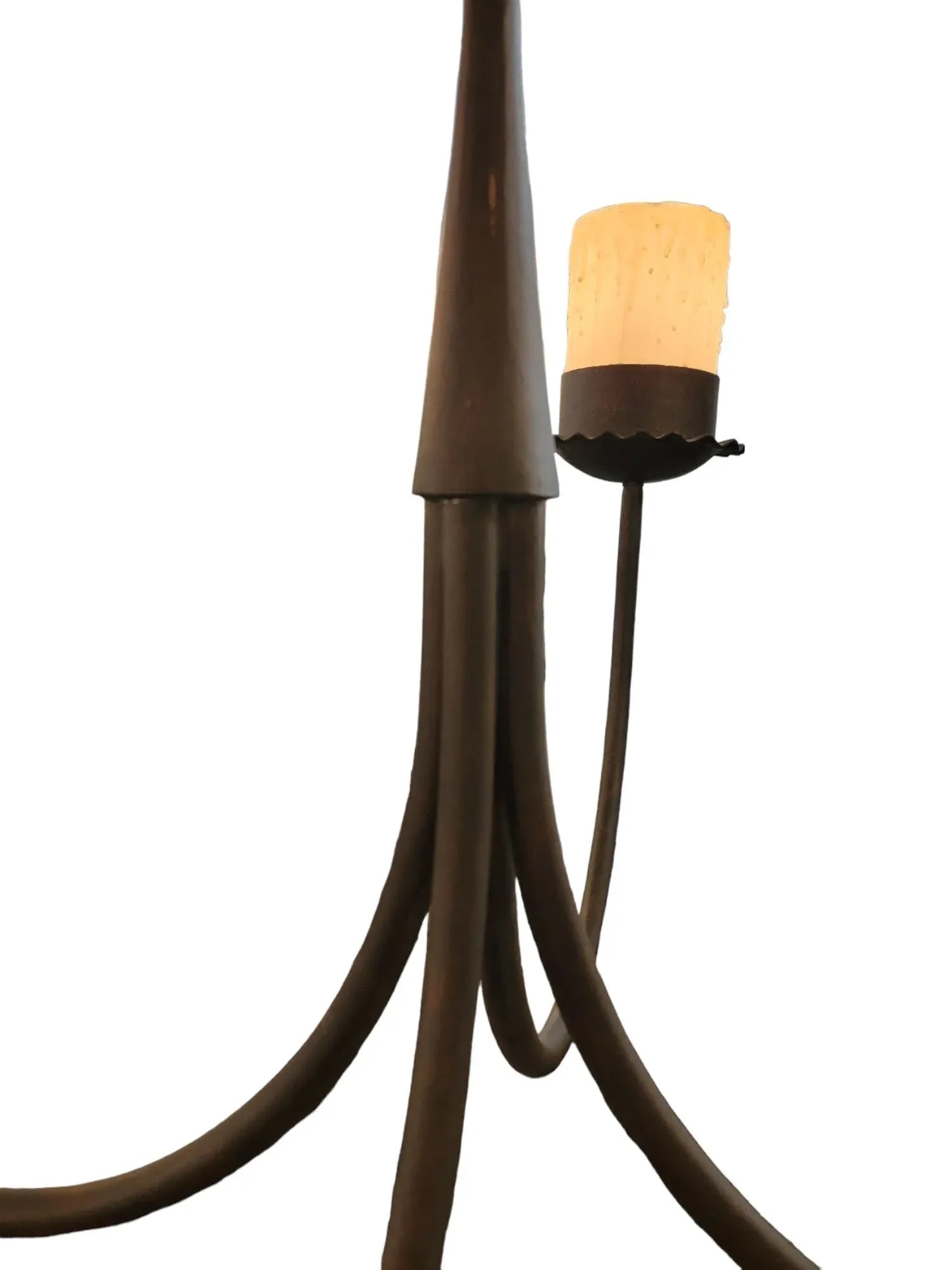 1970s Modern Gothic Metal 4 Light Chandelier - 2