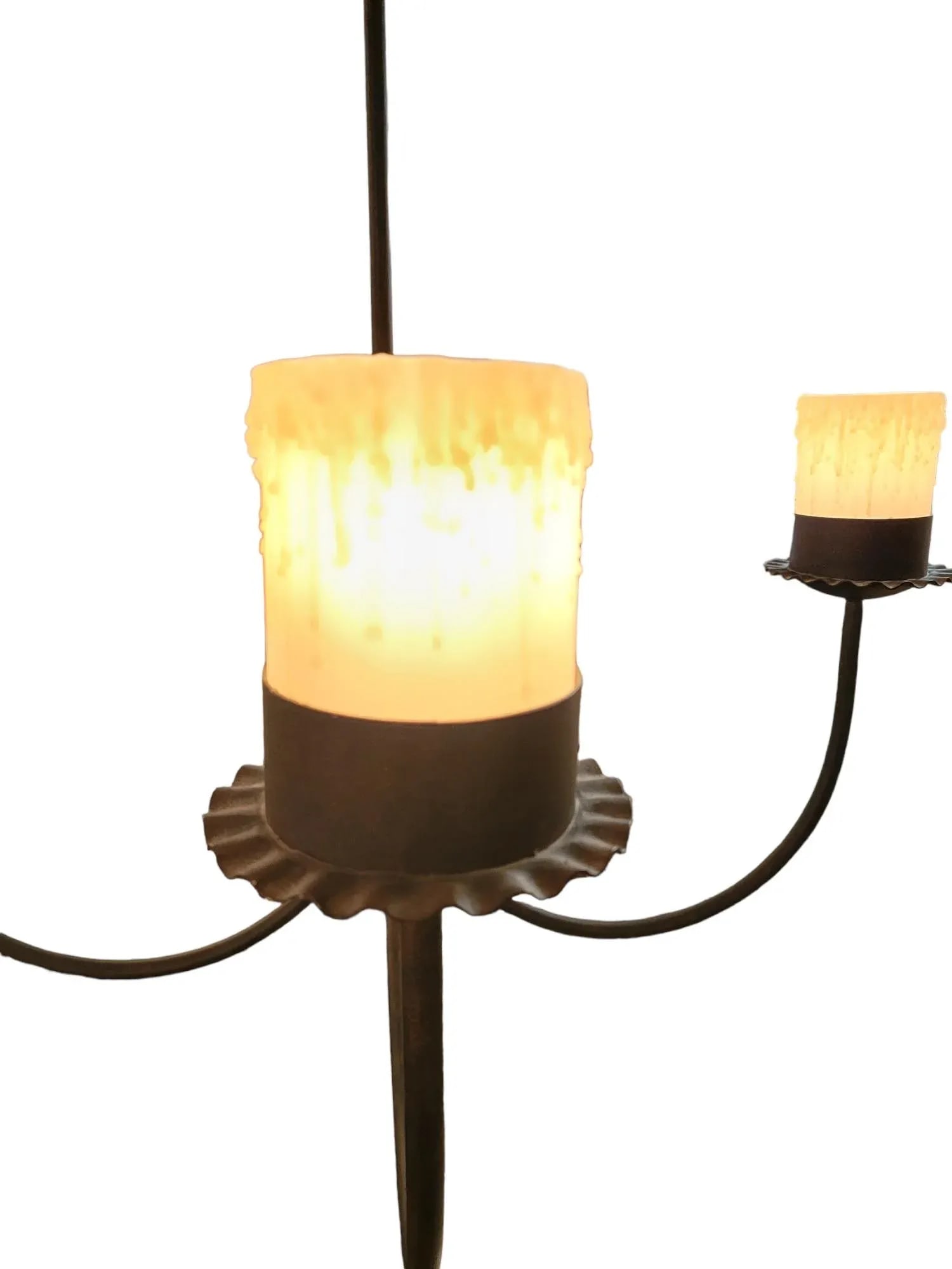 1970s Modern Gothic Metal 4 Light Chandelier - 4