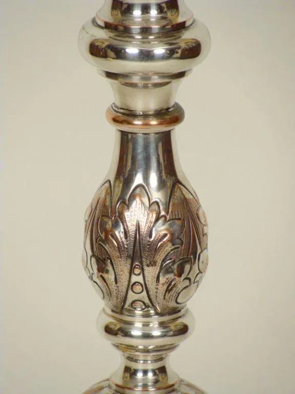 Silver on Copper Altar Stick Lamp - 3