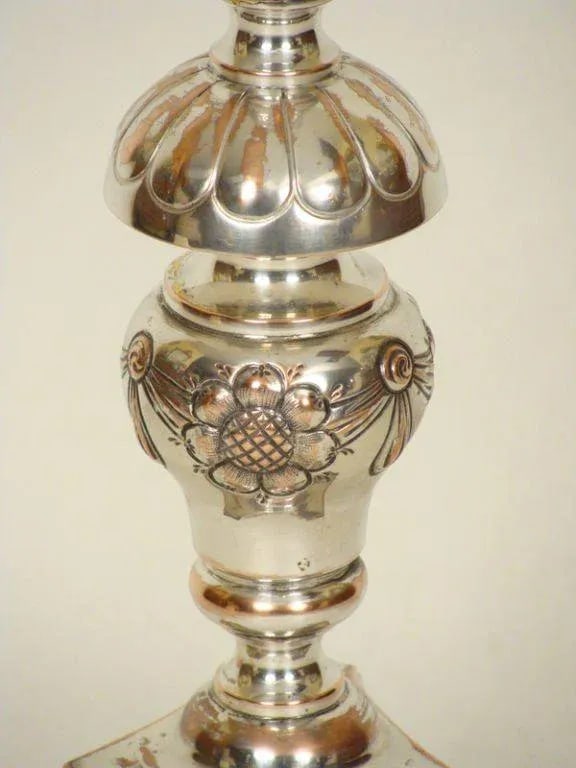 Silver on Copper Altar Stick Lamp - 4